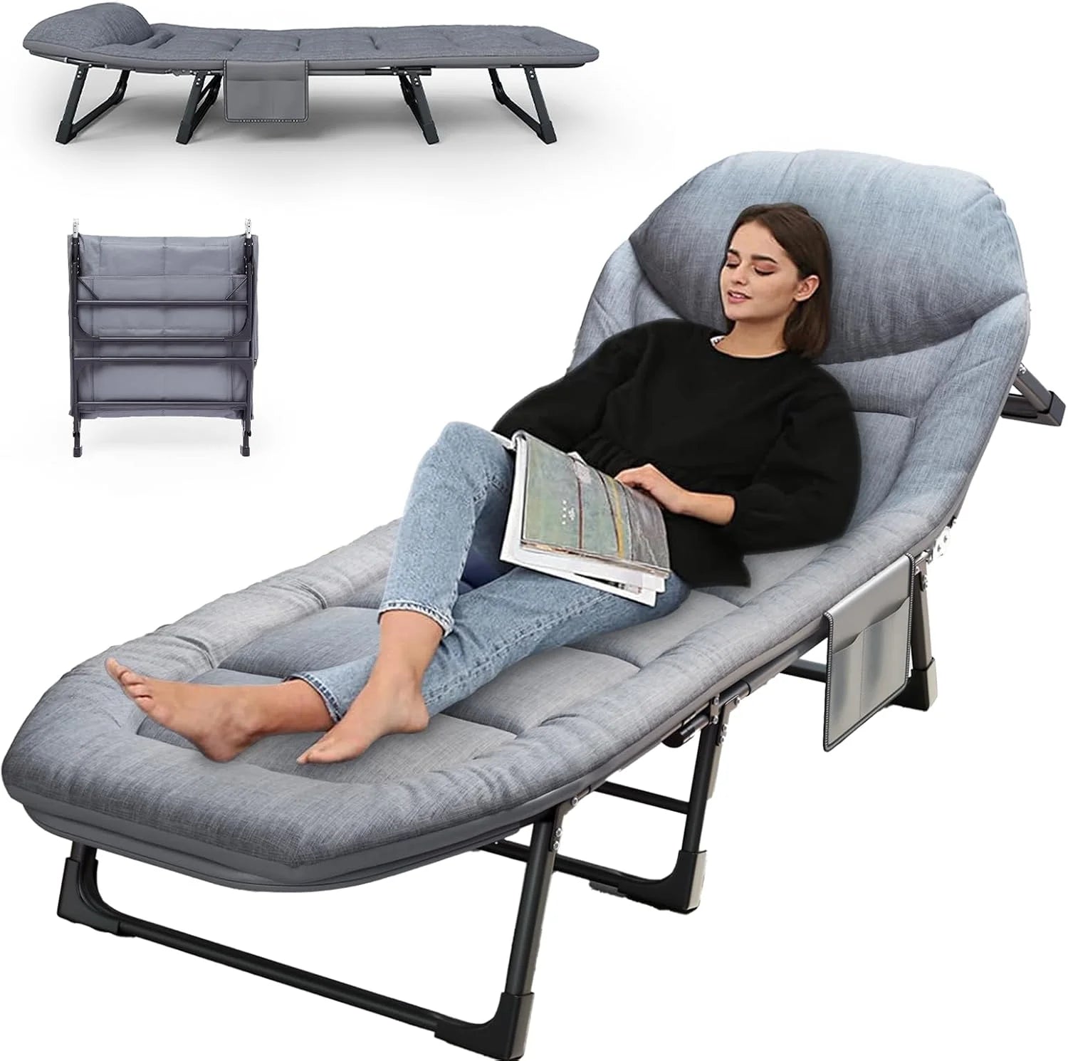 Special Adjustable Folding Camping Cot with Mattress(L”70in), 550 Heavy Duty Adult Bed - Image 2