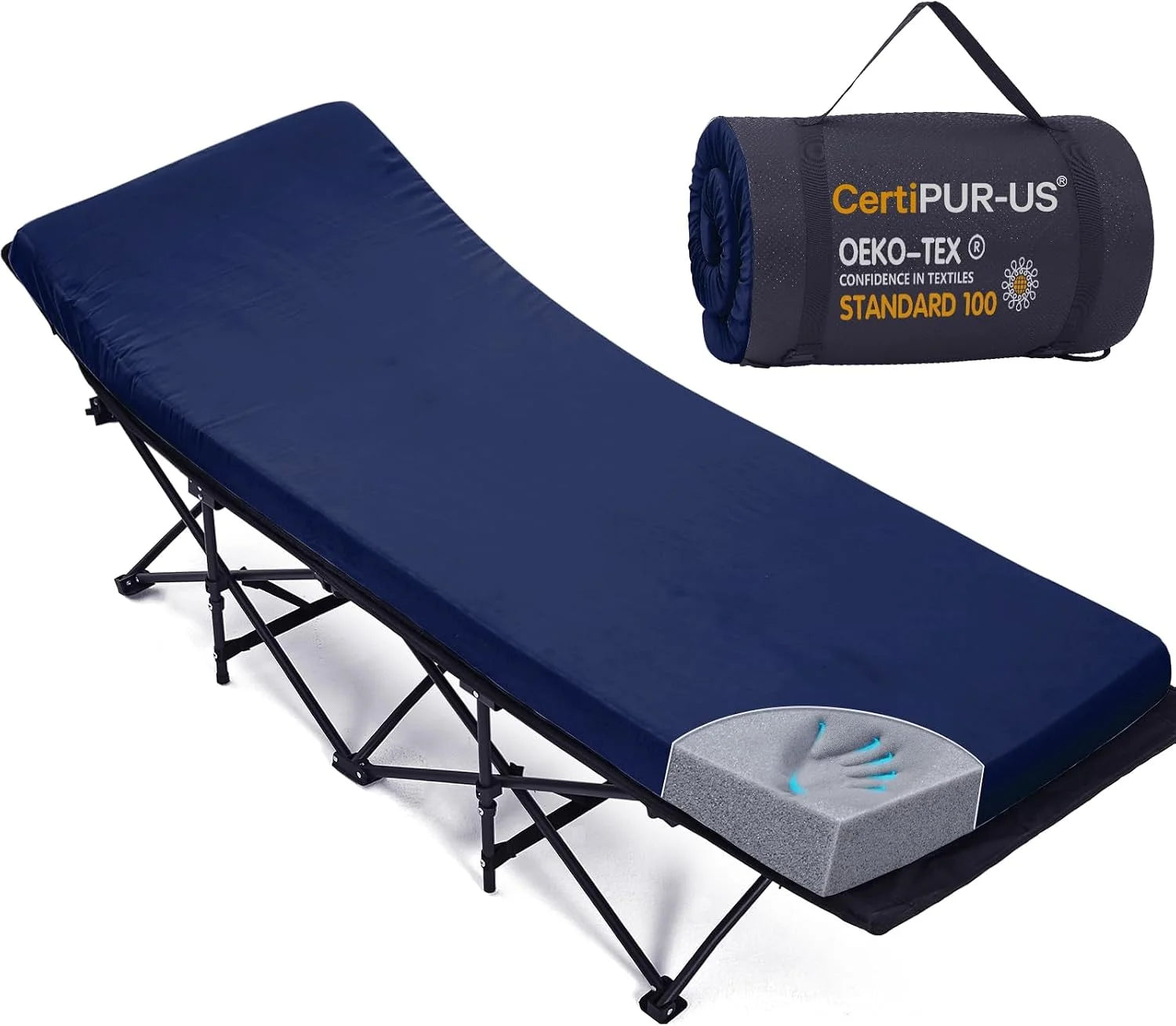 Special CYMULA Camping Cot Pad 2 Inch Memory Foam, Camping Pad for Folding Cot and Foldable Cot, Portable Roll Up Camp Gear - Image 4