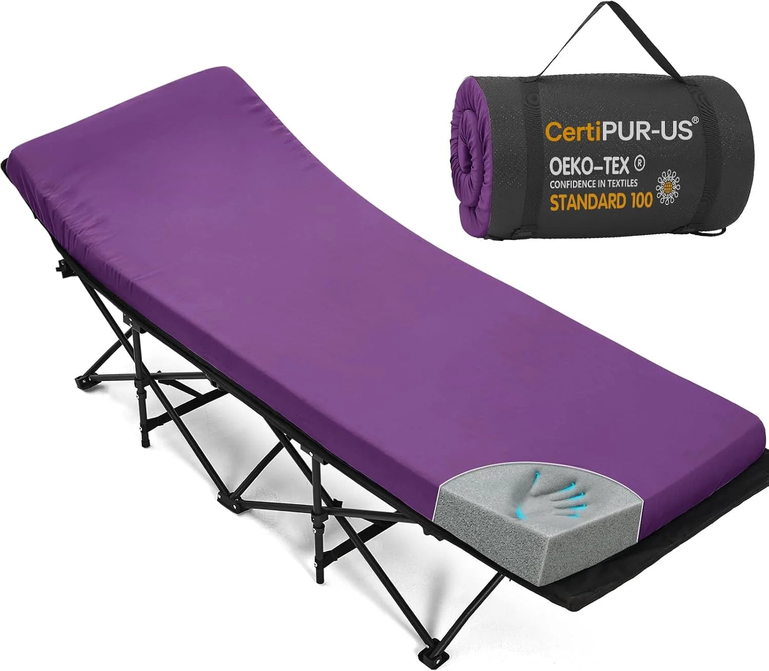 Special CYMULA Camping Cot Pad 2 Inch Memory Foam, Camping Pad for Folding Cot and Foldable Cot, Portable Roll Up Camp Gear - Image 2