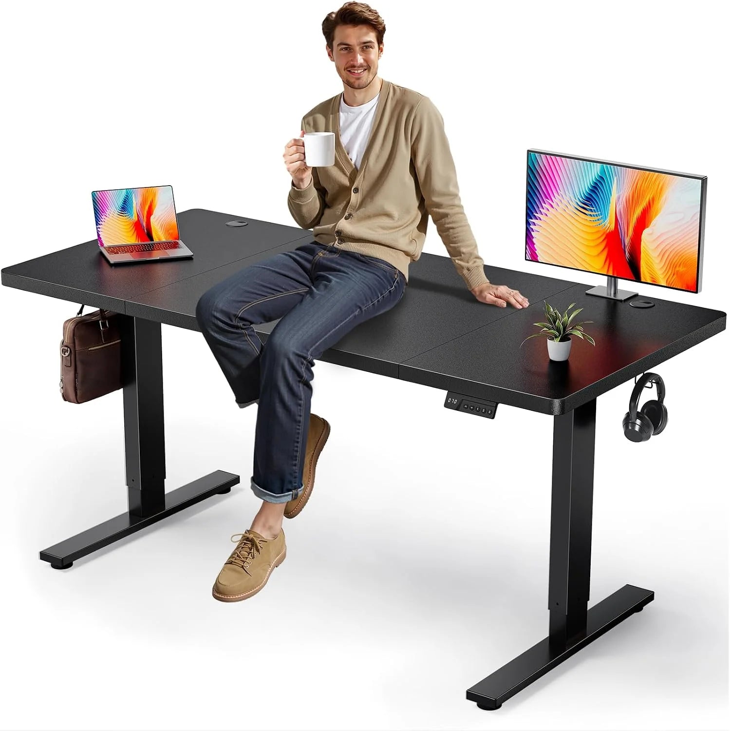 Special Electric Standing Desk Adjustable, 60×28 Inch Sit Stand Desk with 1 Inch Thick Tabletop - Image 2