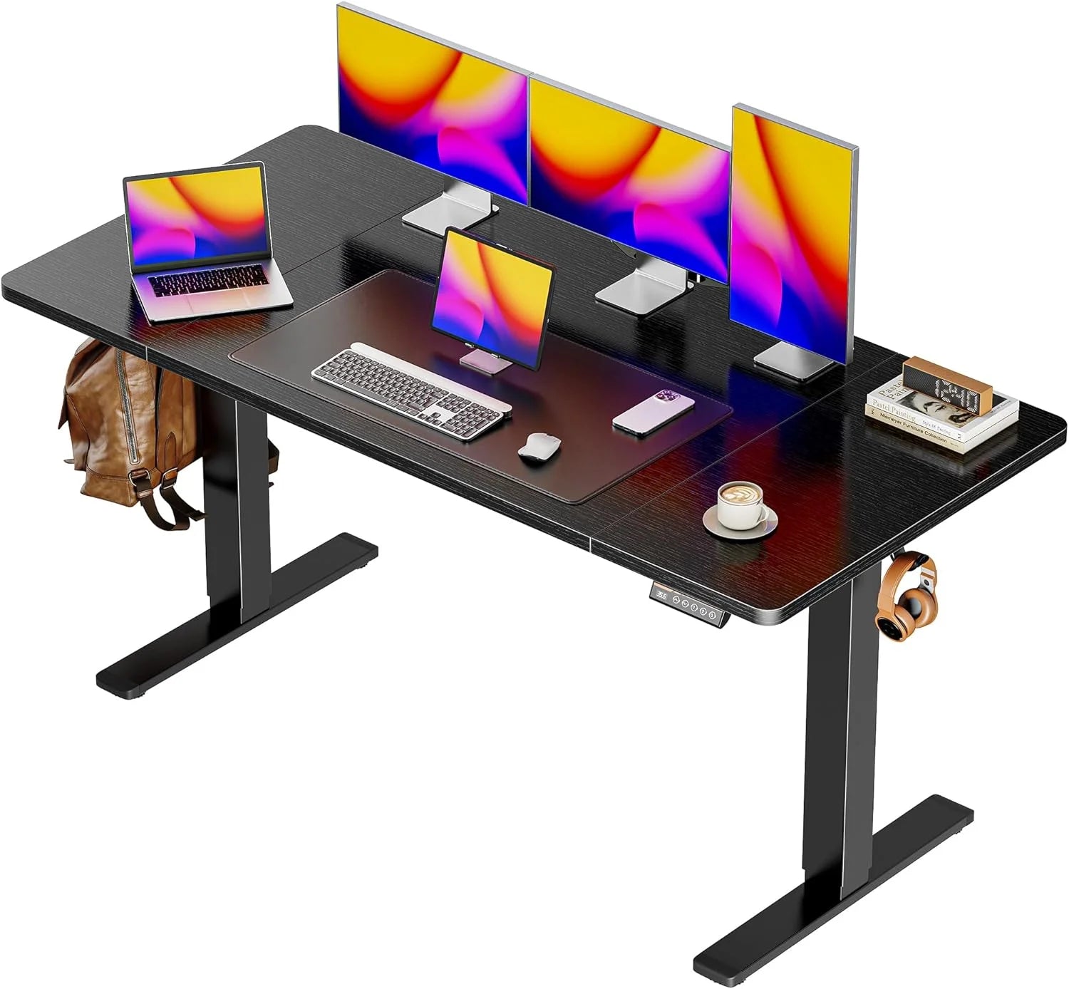 Special 55 x 28 Large Electric Standing Desk, Height Adjustable Computer Desk, 27.6 Deep Desktop - Image 2