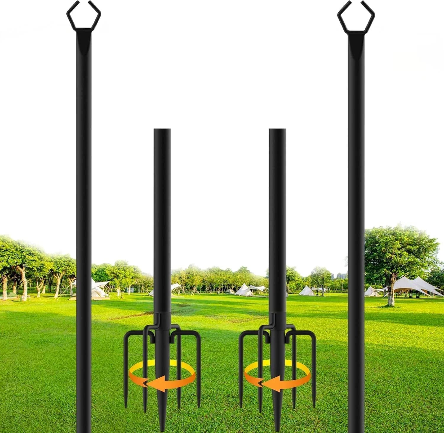 Special 4 Pack String Light Poles, 10 Ft Metal Poles with Fork for Outdoor String Lights - Image 4