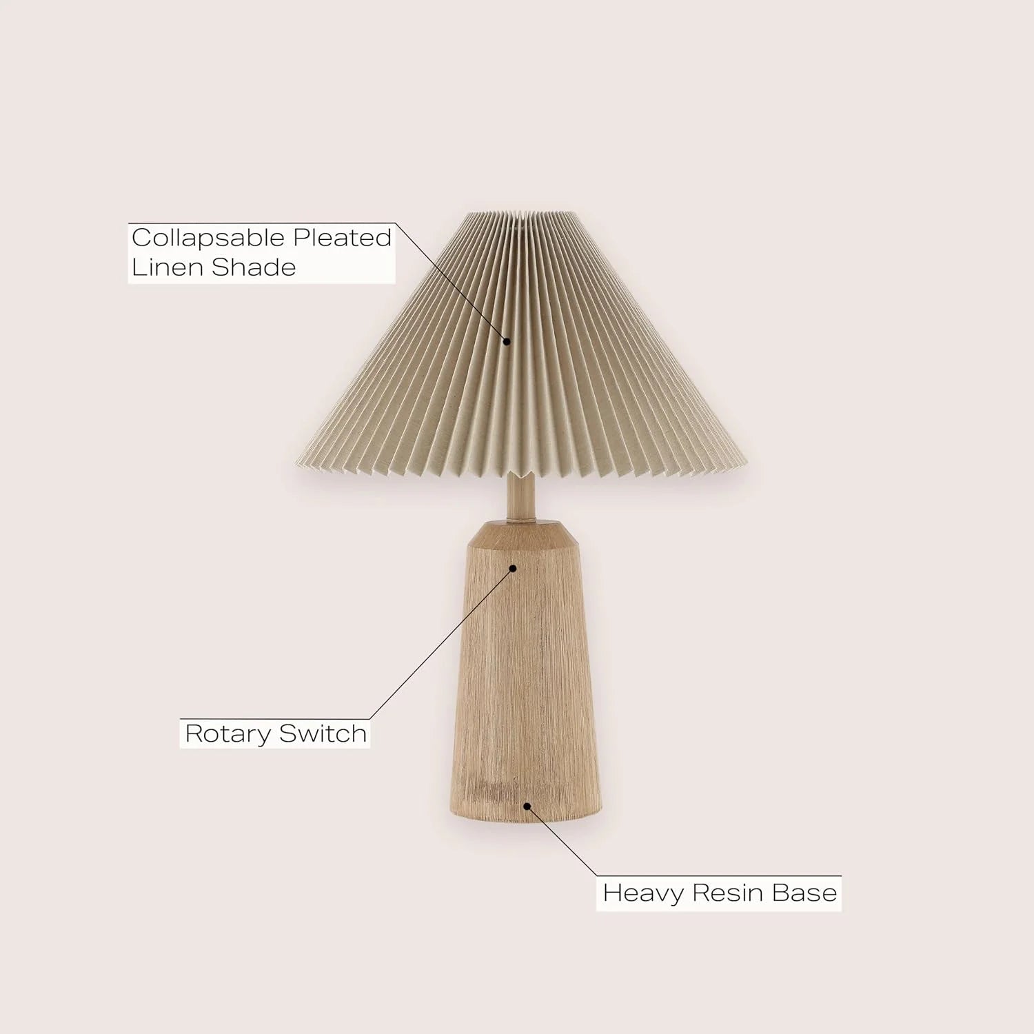 Special Y 20.5 Beige Wood Finish Resin Cylinder Table Lamp Modern Rustic Scandinavian Bedside Lamp for Living Room - Image 2