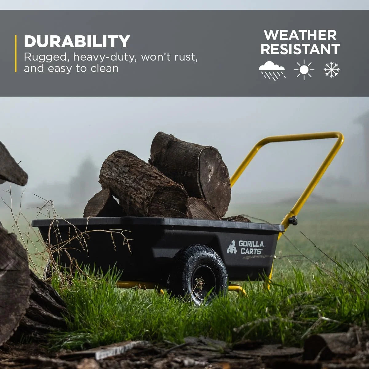 Special Carts GCR-4 Poly Dump Cart, 2-Wheel Garden Wagon with Foldable Handle, 4 cu ft, 300 lb. Capacity - Image 4