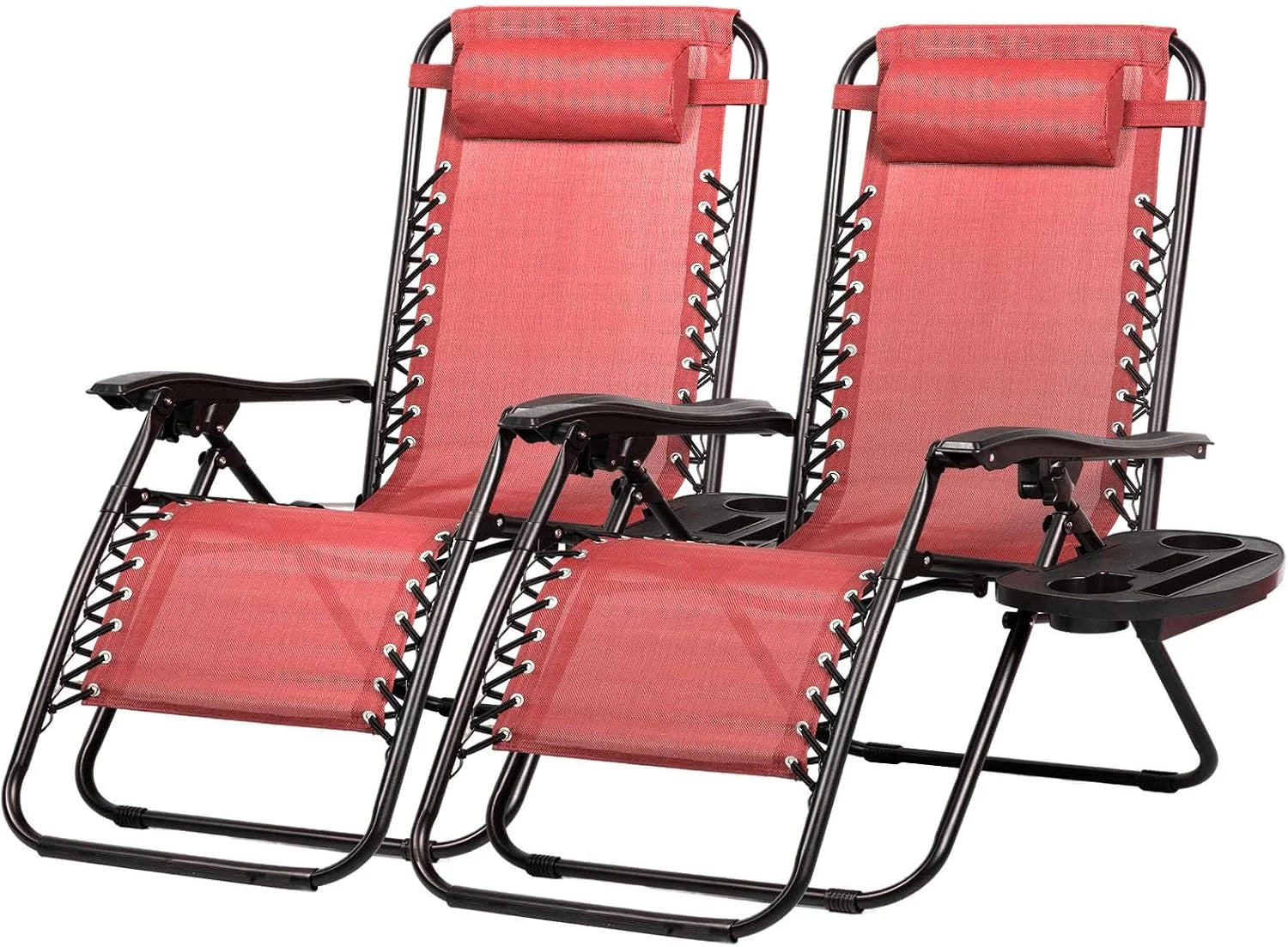 Special Set of 2 Relaxing Recliners Patio Chairs Adjustable Steel Mesh Zero Gravity Lounge Chair Beach Chairs - Image 8