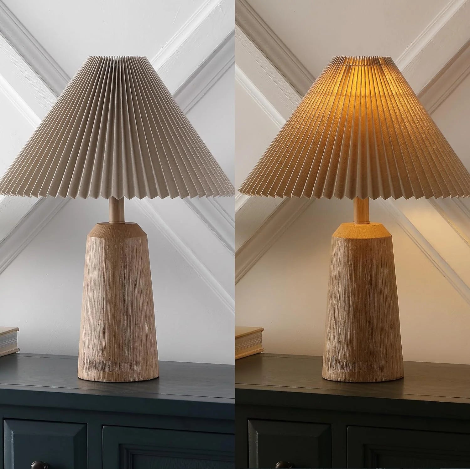 Special Y 20.5 Beige Wood Finish Resin Cylinder Table Lamp Modern Rustic Scandinavian Bedside Lamp for Living Room - Image 5