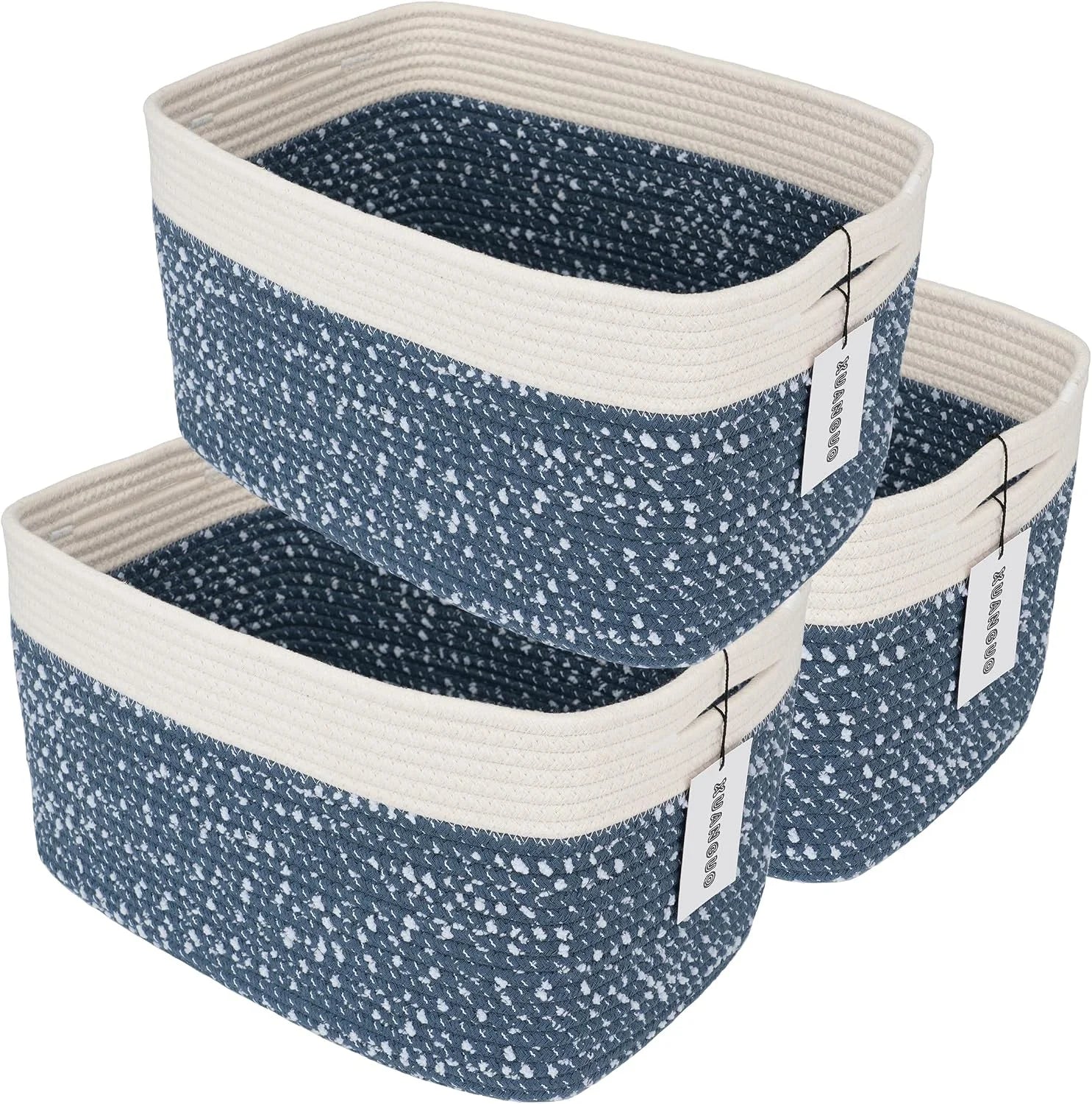 Special Cotton Rope Storage Baskets 15x10x9.3 3 Pack White, Decorative rectangular storage baskets for shelves - Image 7