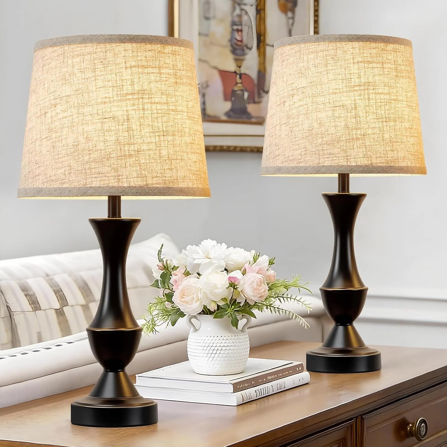 Special Luvkczc Table Lamp Set of 2, 19 Farmhouse Vintage Bedside Lamps for Living Room & Bedroom - Image 8