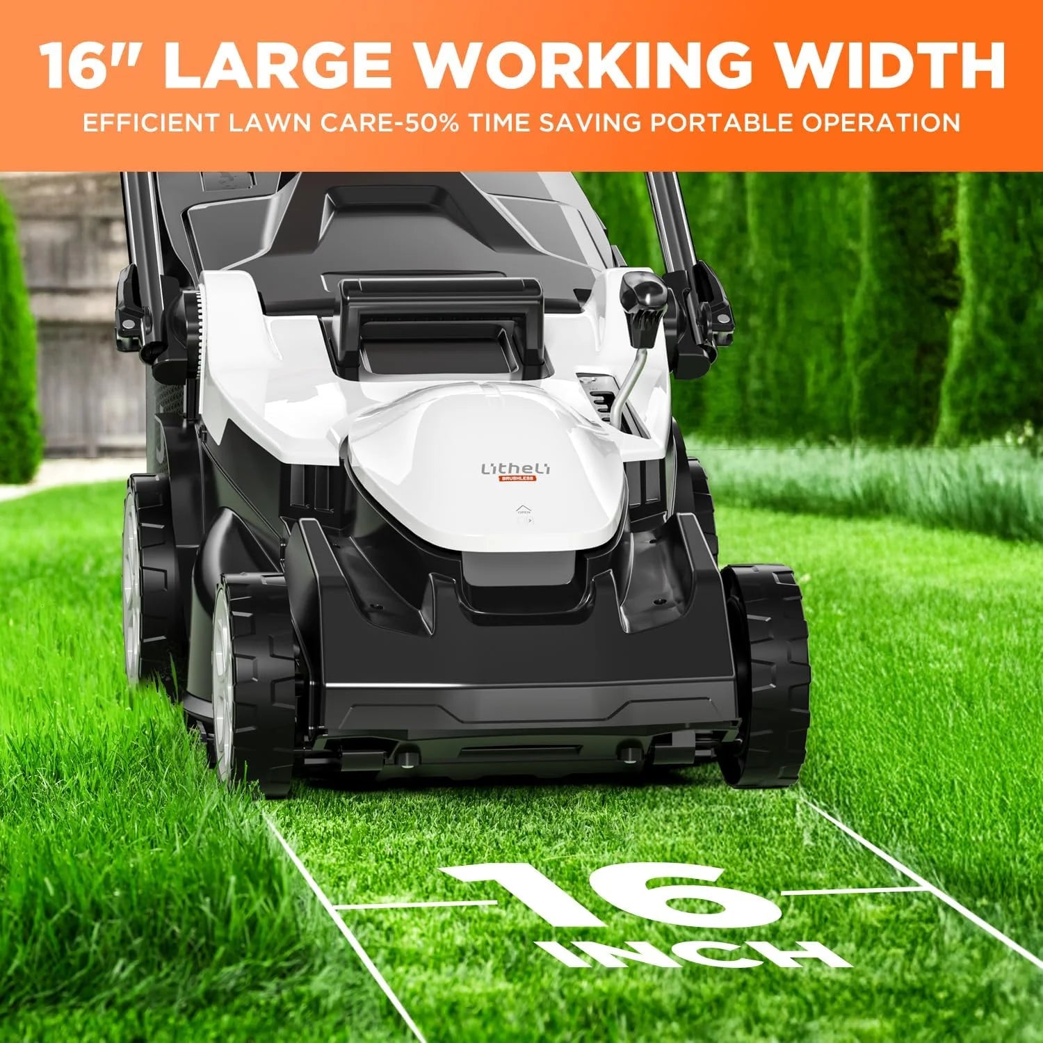Special 40V (2 x 20V) 16 Electric Lawn Mower Cordless, Brushless Lawnmower with 6-Height Adjust - Image 8