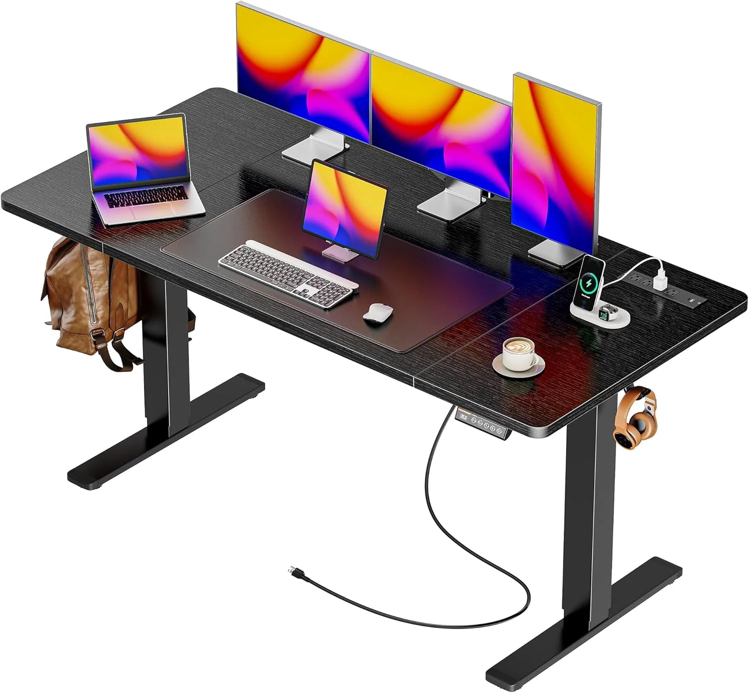 Special 55 x 28 Large Electric Standing Desk, Height Adjustable Computer Desk, 27.6 Deep Desktop - Image 19