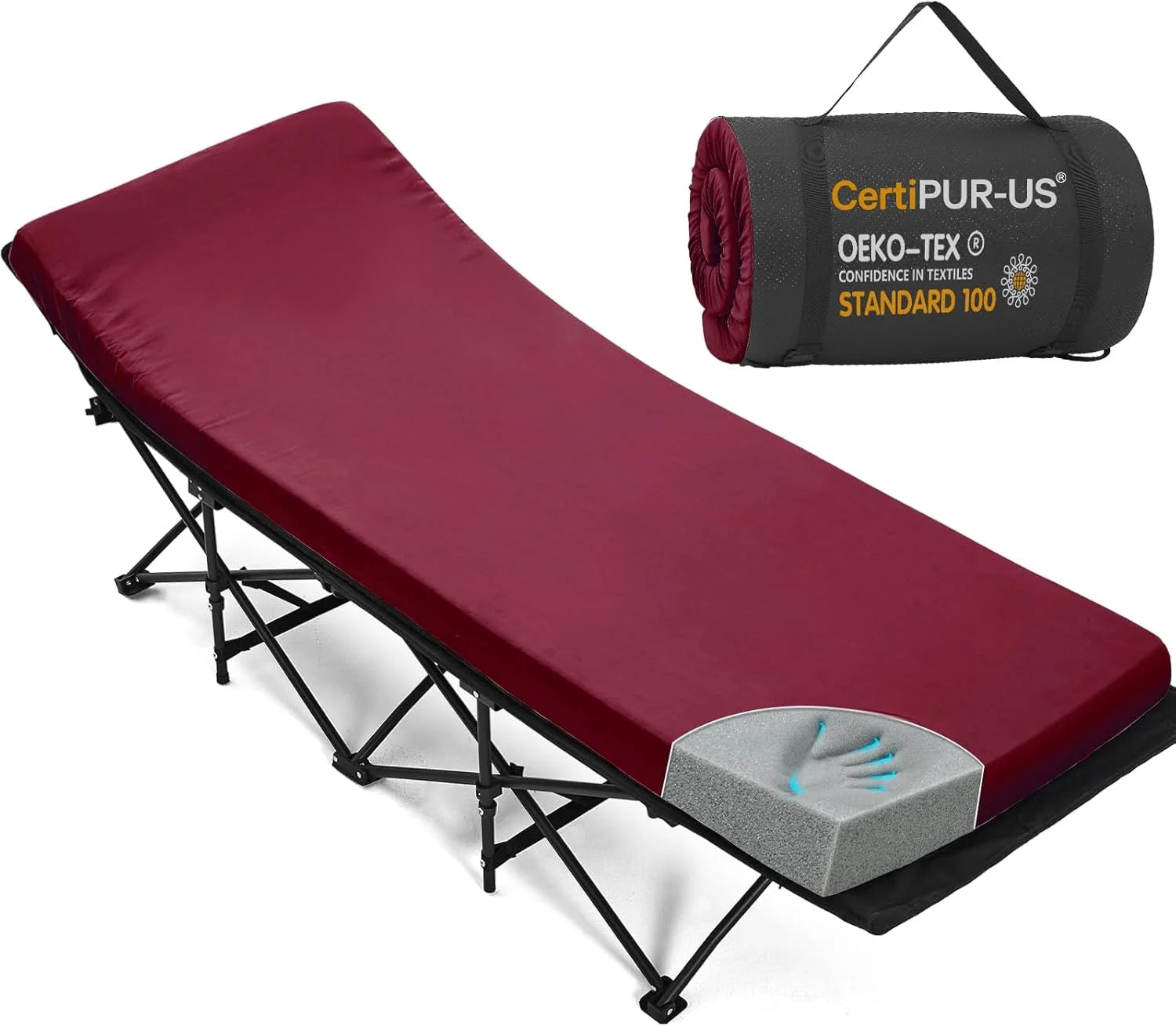 Special CYMULA Camping Cot Pad 2 Inch Memory Foam, Camping Pad for Folding Cot and Foldable Cot, Portable Roll Up Camp Gear - Image 10