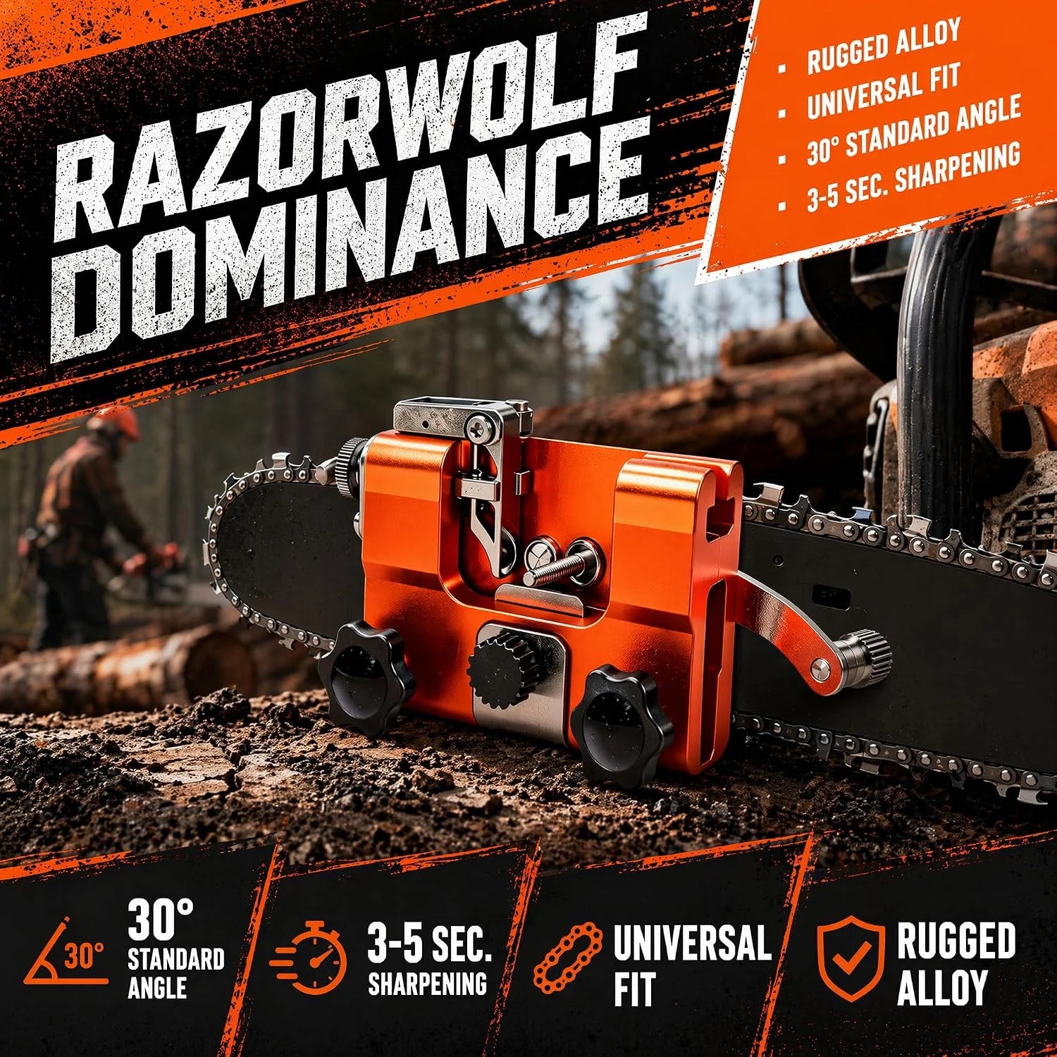 Special Chainsaw Sharpener, Lightweight Portable Manual Chain Sharpening Tool Includes 7 Grinding Stones - Image 3