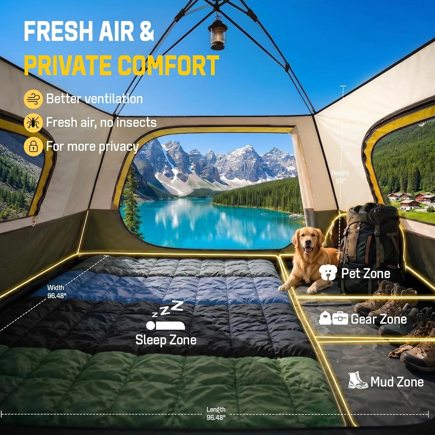 Special 4 Person Instant Tents for Camping Setup in 50s, Cabin Tent with Rainfly, Waterproof Windproof Camping Tent - Image 2