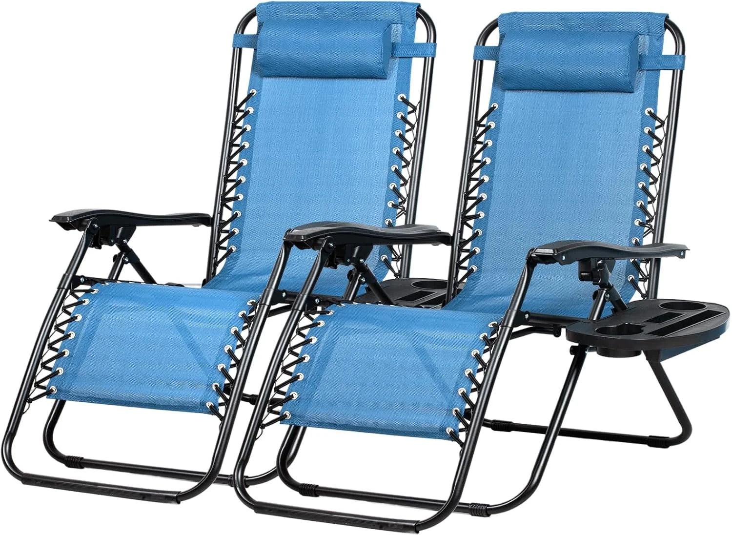 Special Set of 2 Relaxing Recliners Patio Chairs Adjustable Steel Mesh Zero Gravity Lounge Chair Beach Chairs - Image 3