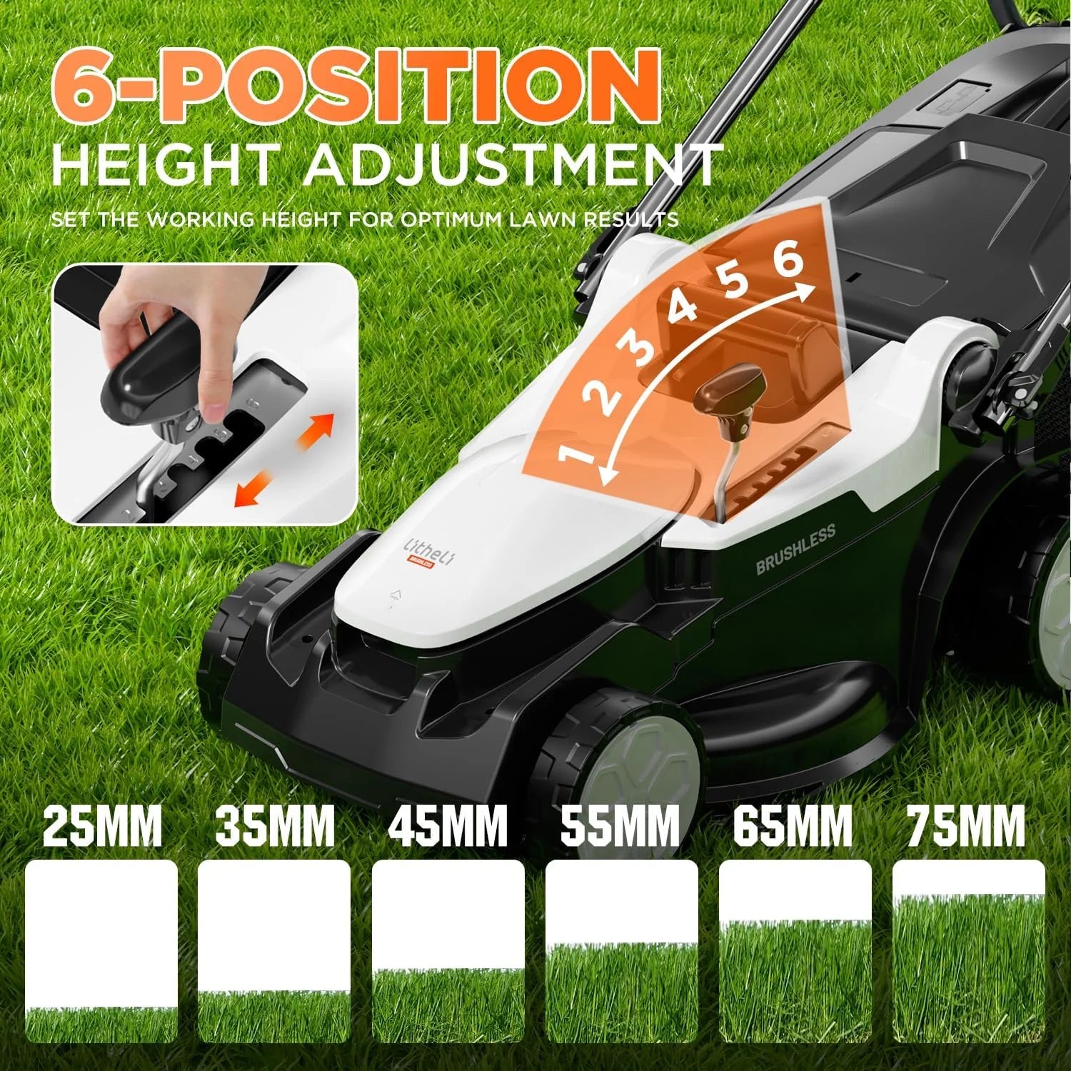 Special 40V (2 x 20V) 16 Electric Lawn Mower Cordless, Brushless Lawnmower with 6-Height Adjust - Image 3