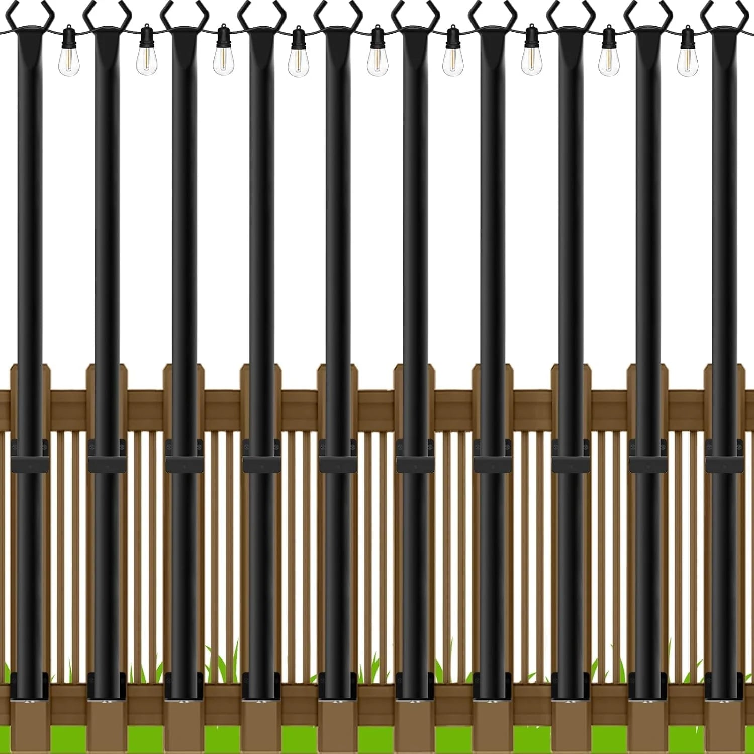 Special 4 Pack String Light Poles, 10 Ft Metal Poles with Fork for Outdoor String Lights - Image 5