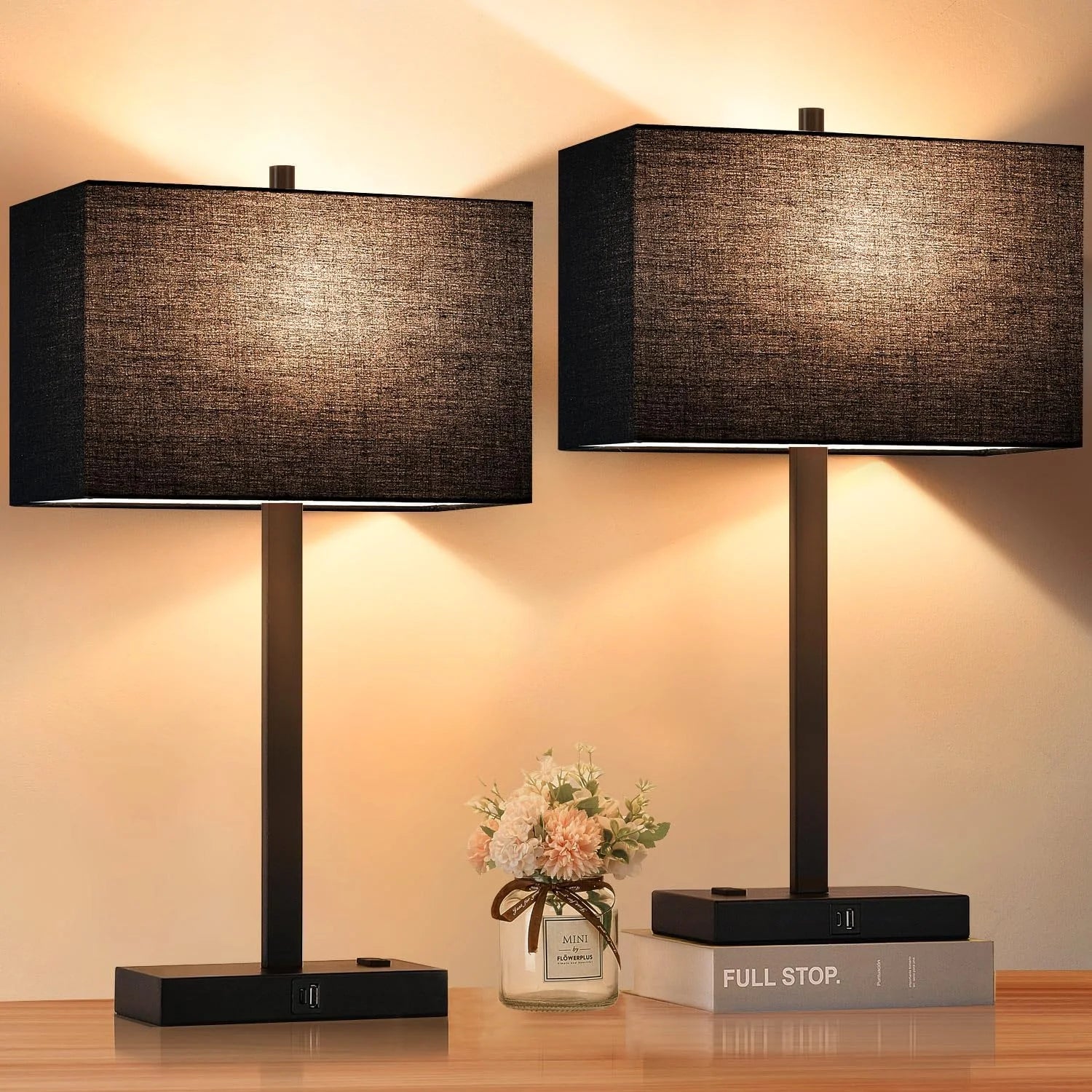 Special Touch Bedside lamps with 2 USB & AC Outlets, Dimmable, Bulb Included - Image 18