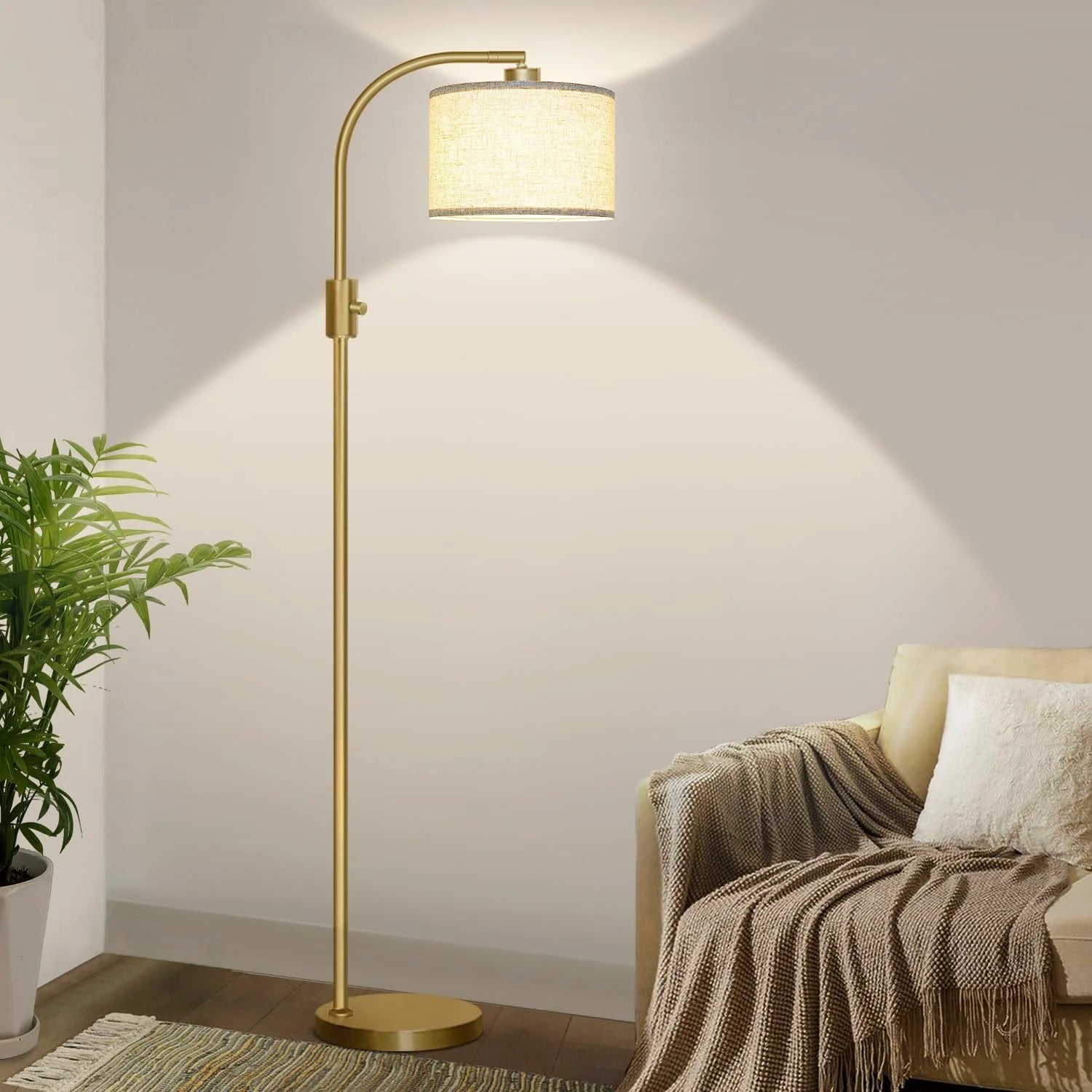 Special Nintiue Upgraded Modern Arc Dimmable Tall Standing Floor Lamp with Linen Shade, Bulb Included - Image 10