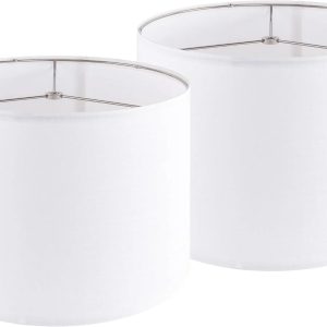 Special Fabric Drum Lamp Shade with Embroidered Leaf Trim 13 Top x 13 Bottom x 10 High (Spider) Set of 2 Medium Lamp