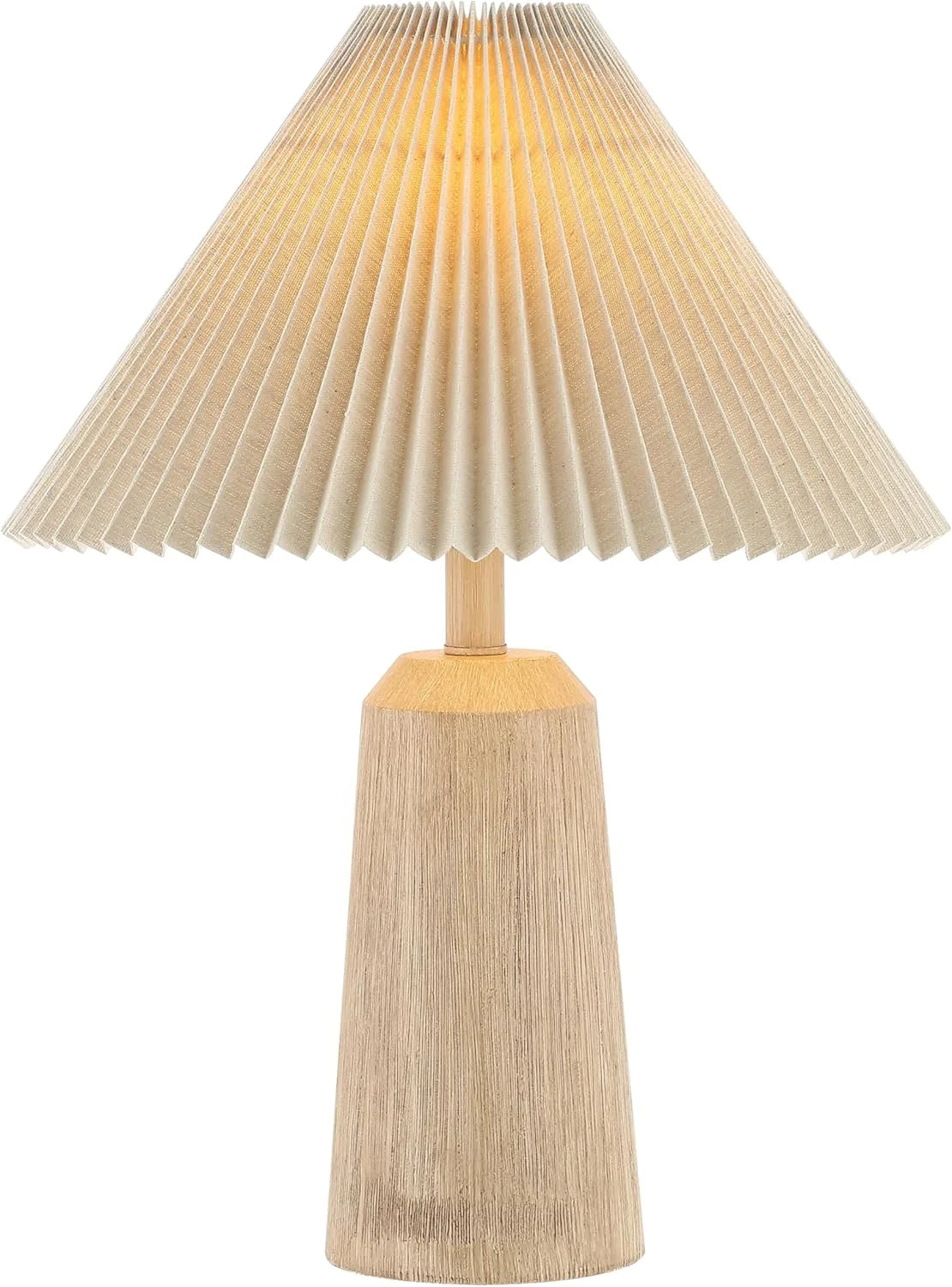 Special Y 20.5 Beige Wood Finish Resin Cylinder Table Lamp Modern Rustic Scandinavian Bedside Lamp for Living Room