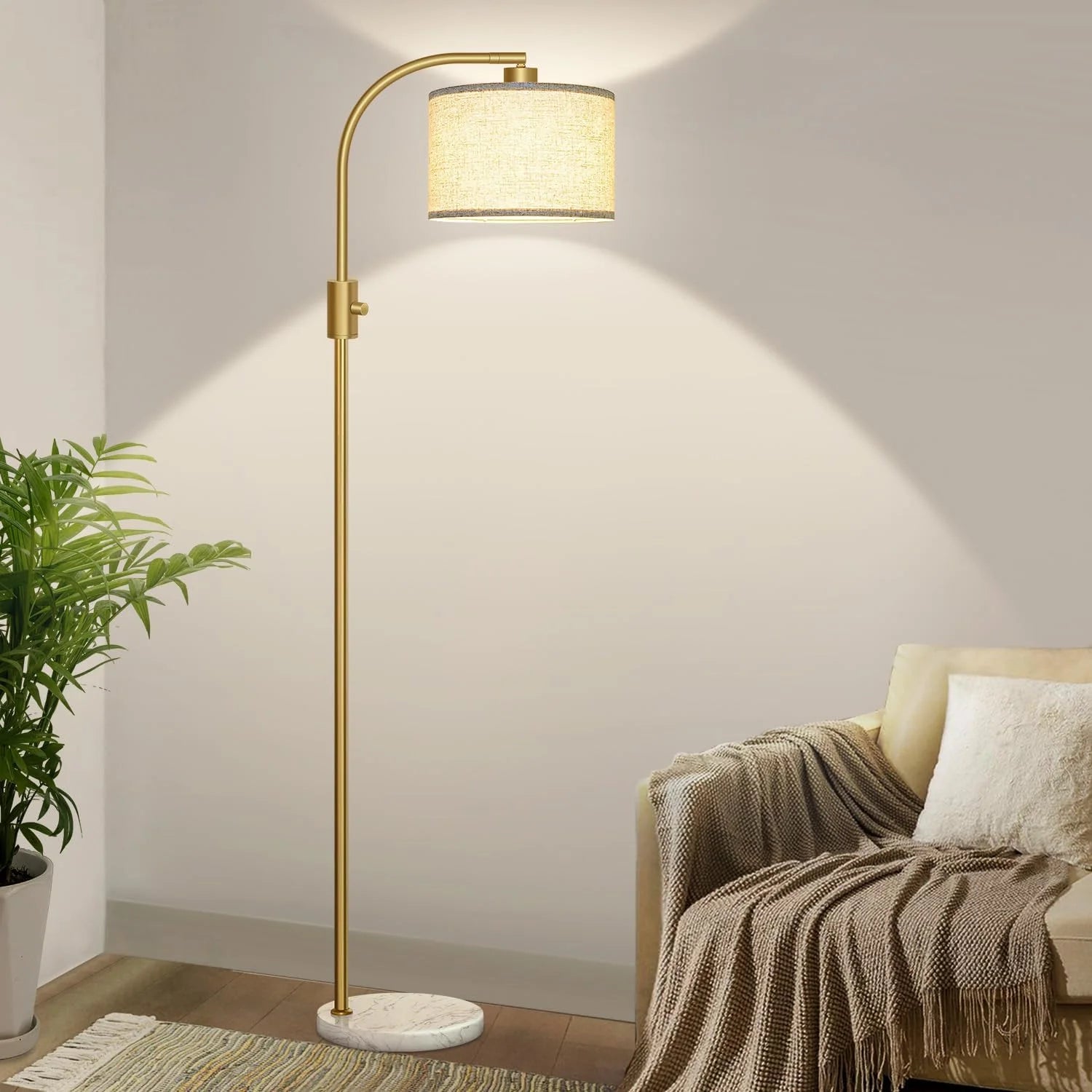 Special Nintiue Upgraded Modern Arc Dimmable Tall Standing Floor Lamp with Linen Shade, Bulb Included - Image 7