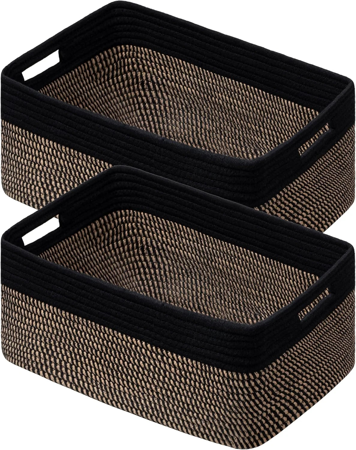 Special 2 Pack Storage Baskets for Organizing, Large Woven Storage Basket, White&Brown - Image 3