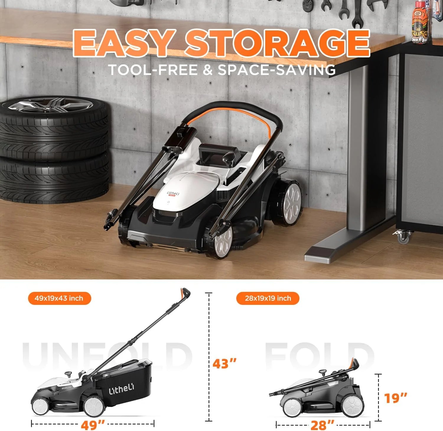 Special 40V (2 x 20V) 16 Electric Lawn Mower Cordless, Brushless Lawnmower with 6-Height Adjust - Image 4