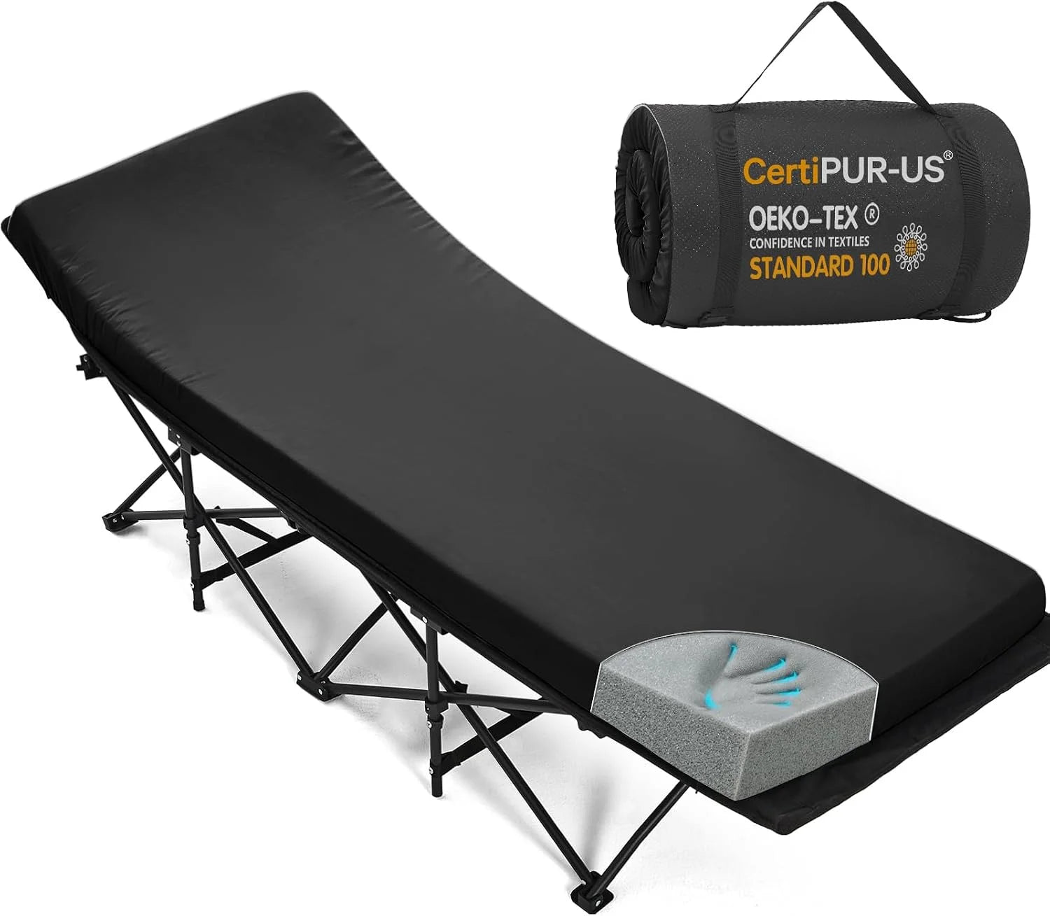 Special CYMULA Camping Cot Pad 2 Inch Memory Foam, Camping Pad for Folding Cot and Foldable Cot, Portable Roll Up Camp Gear - Image 5