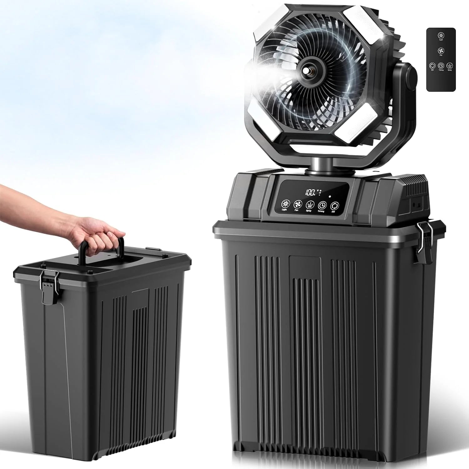 Special Etholzon 40000mAh Misting Fans for Outside, 15L Large Tank Portable Misting Fan, Battery Powered Outdoor Mister Fan with Remote & LED Light - Image 3