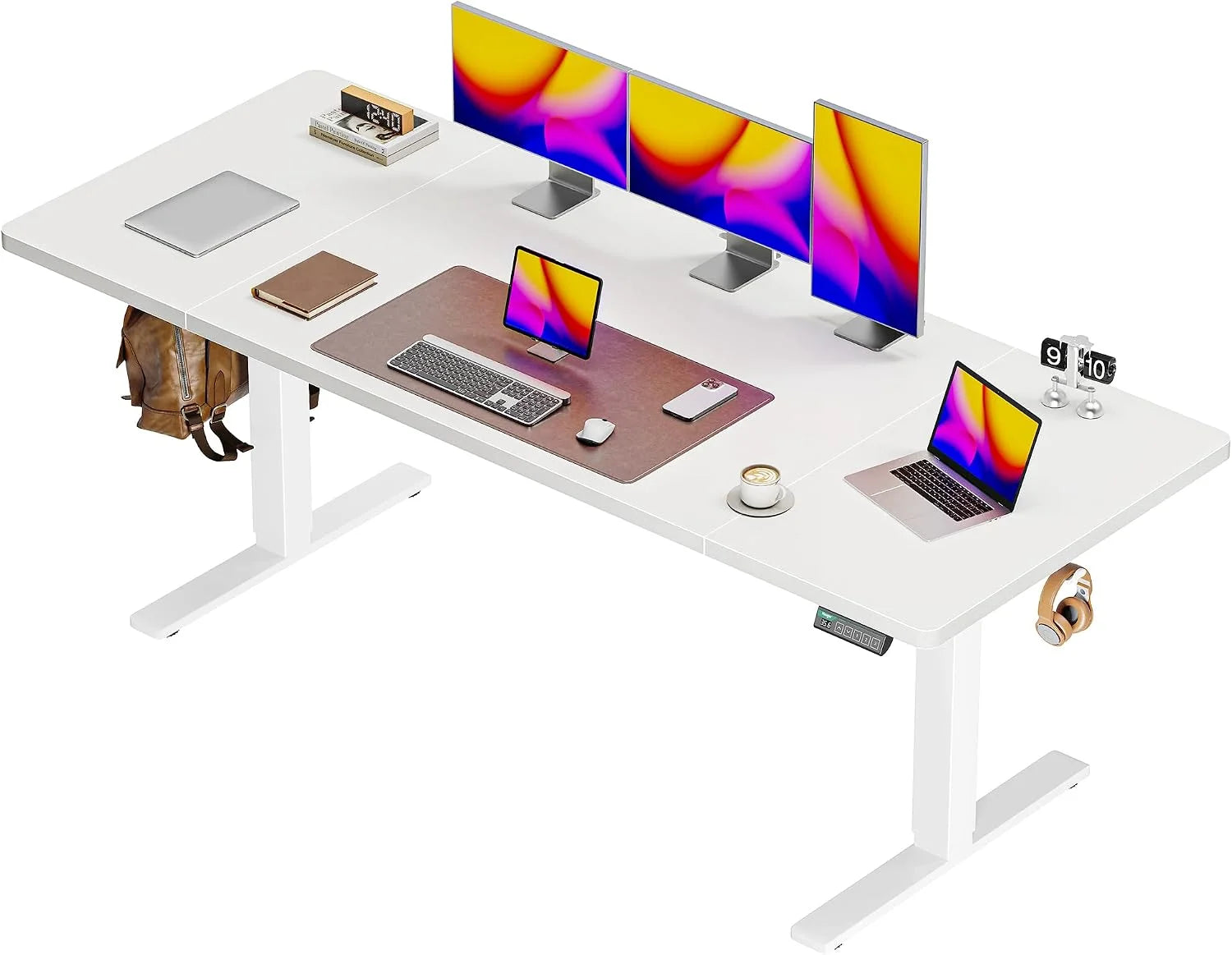 Special 55 x 28 Large Electric Standing Desk, Height Adjustable Computer Desk, 27.6 Deep Desktop - Image 5