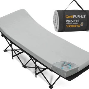 Special CYMULA Camping Cot Pad 2 Inch Memory Foam, Camping Pad for Folding Cot and Foldable Cot, Portable Roll Up Camp Gear