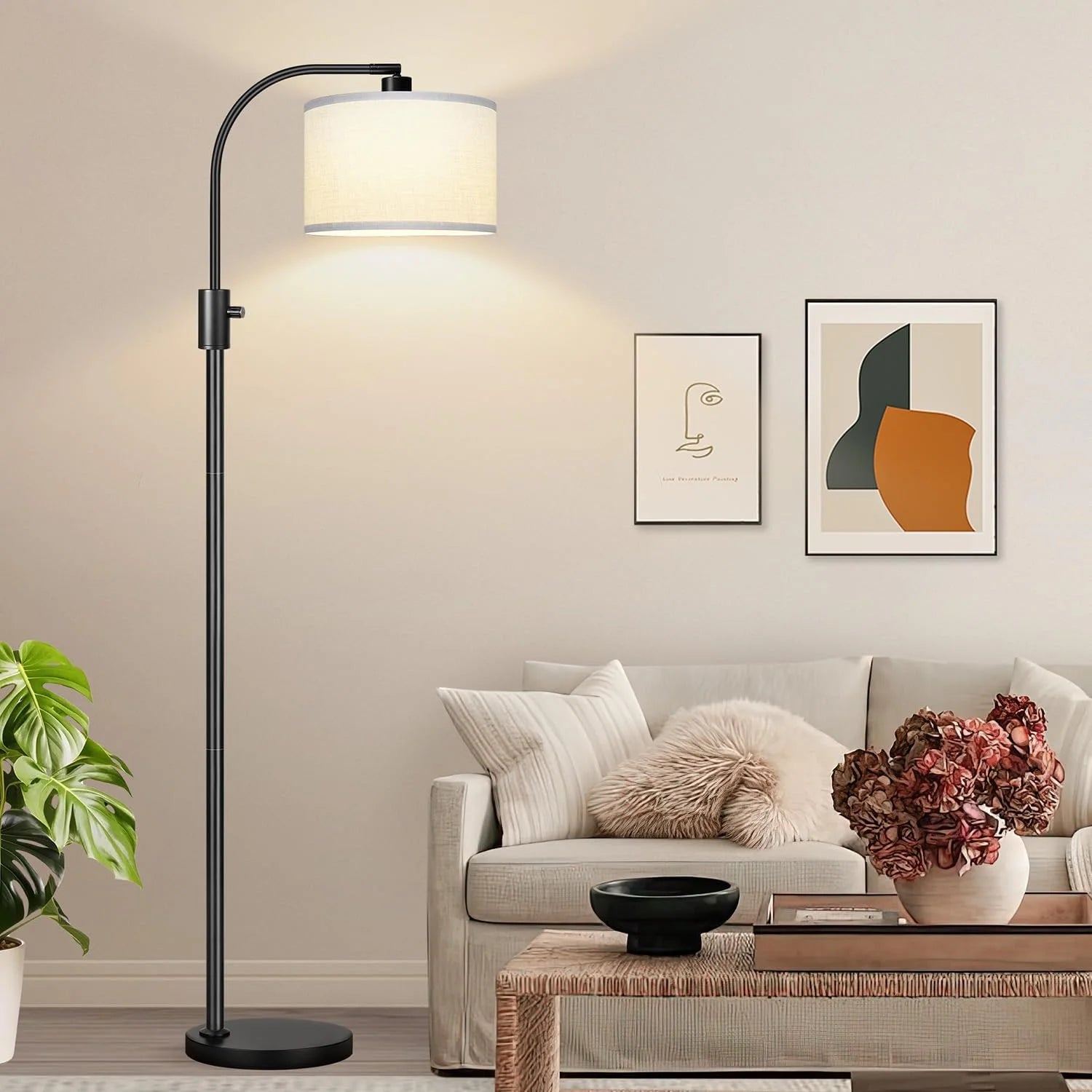 Special Nintiue Upgraded Modern Arc Dimmable Tall Standing Floor Lamp with Linen Shade, Bulb Included - Image 16