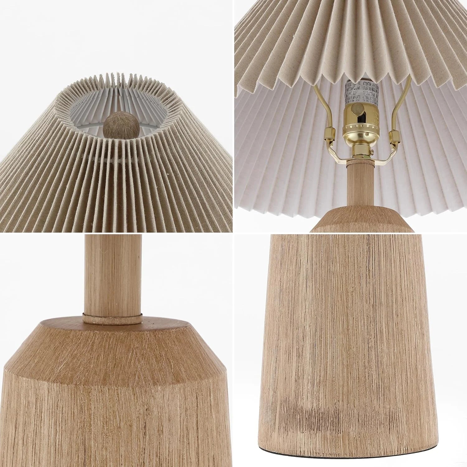 Special Y 20.5 Beige Wood Finish Resin Cylinder Table Lamp Modern Rustic Scandinavian Bedside Lamp for Living Room - Image 6