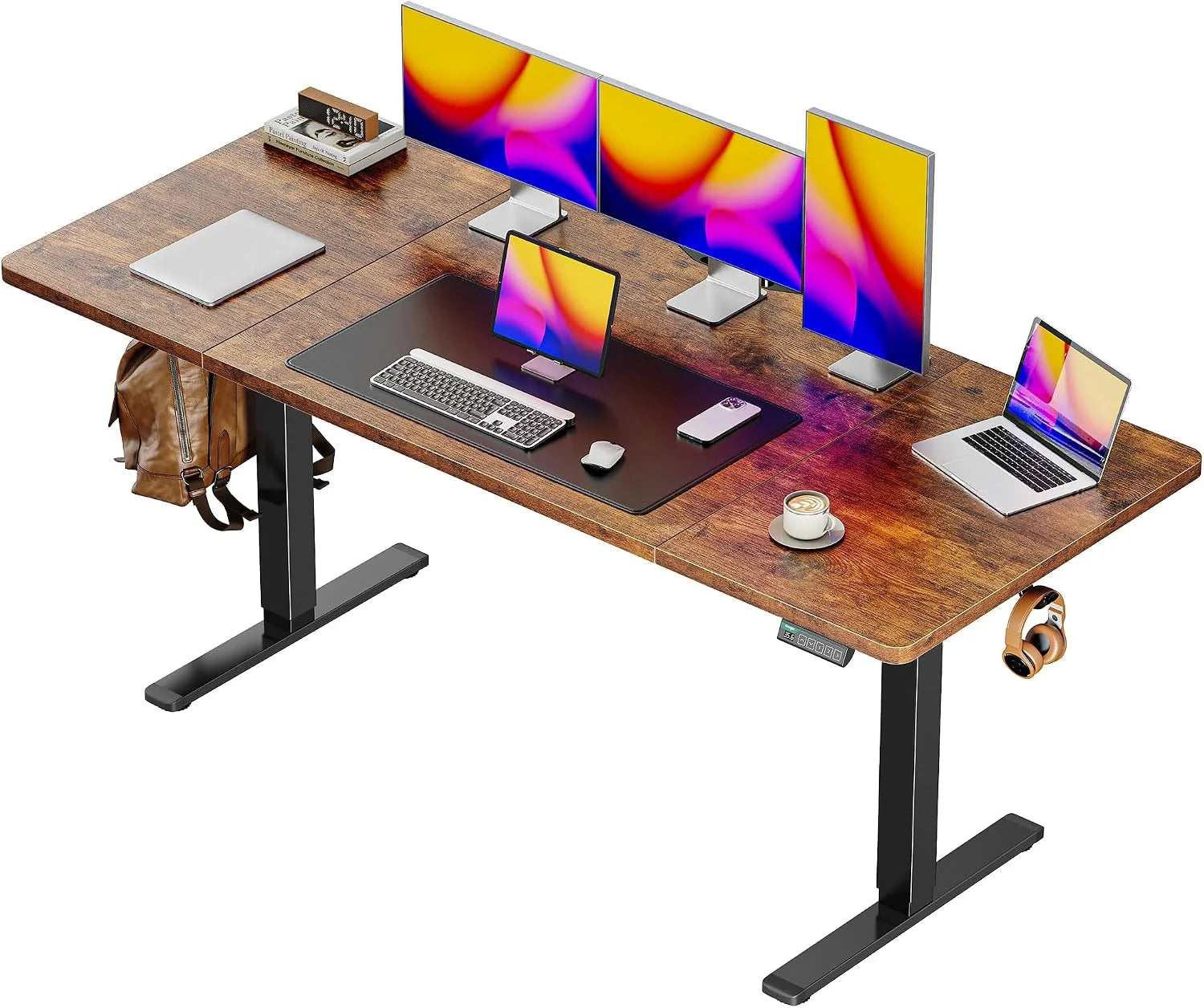 Special 55 x 28 Large Electric Standing Desk, Height Adjustable Computer Desk, 27.6 Deep Desktop - Image 10