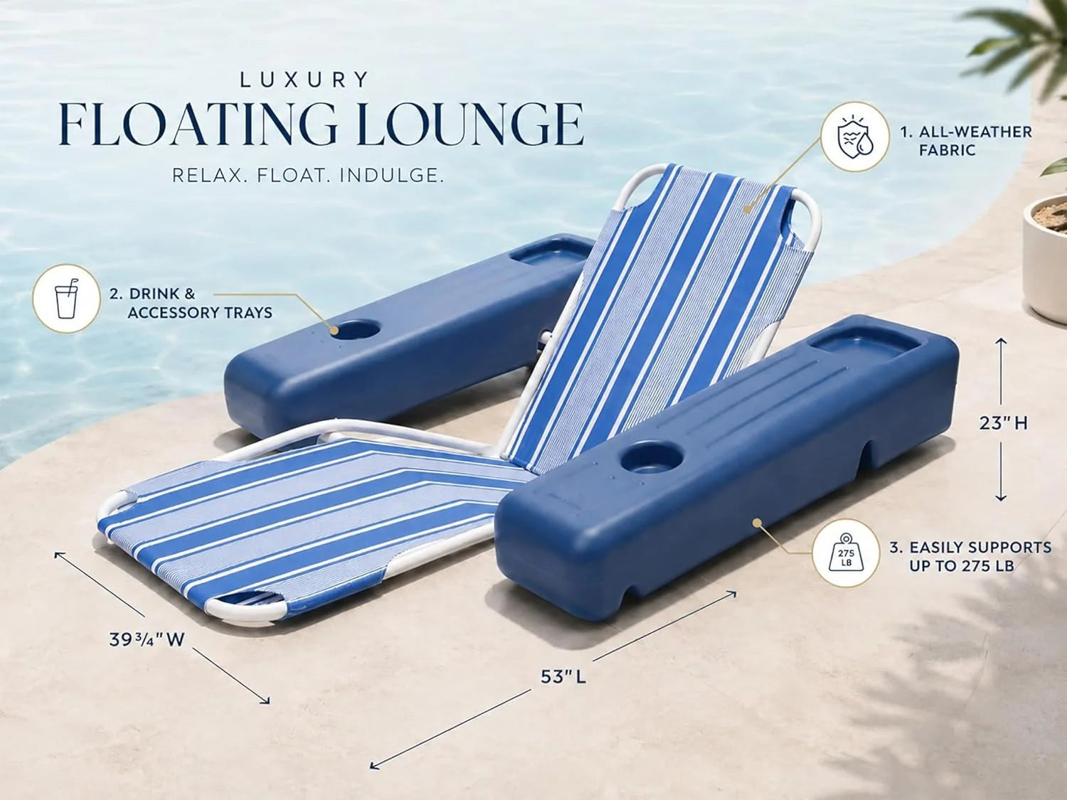 Special Poolmaster Caribbean Retro Floating Chaise Pool Lounge Chair for Adults - Image 5