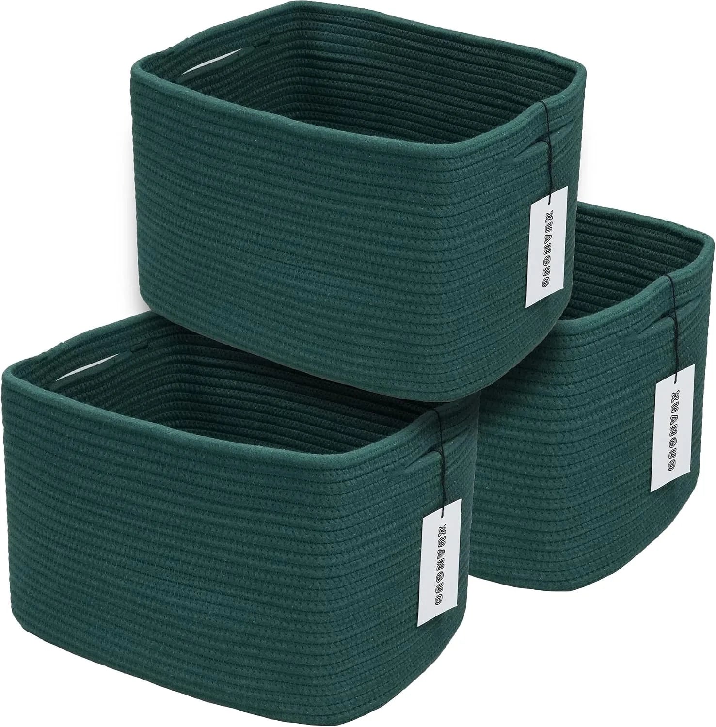 Special Cotton Rope Storage Baskets 15x10x9.3 3 Pack White, Decorative rectangular storage baskets for shelves - Image 5