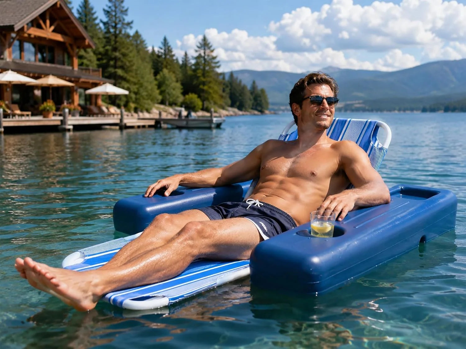 Special Poolmaster Caribbean Retro Floating Chaise Pool Lounge Chair for Adults - Image 2