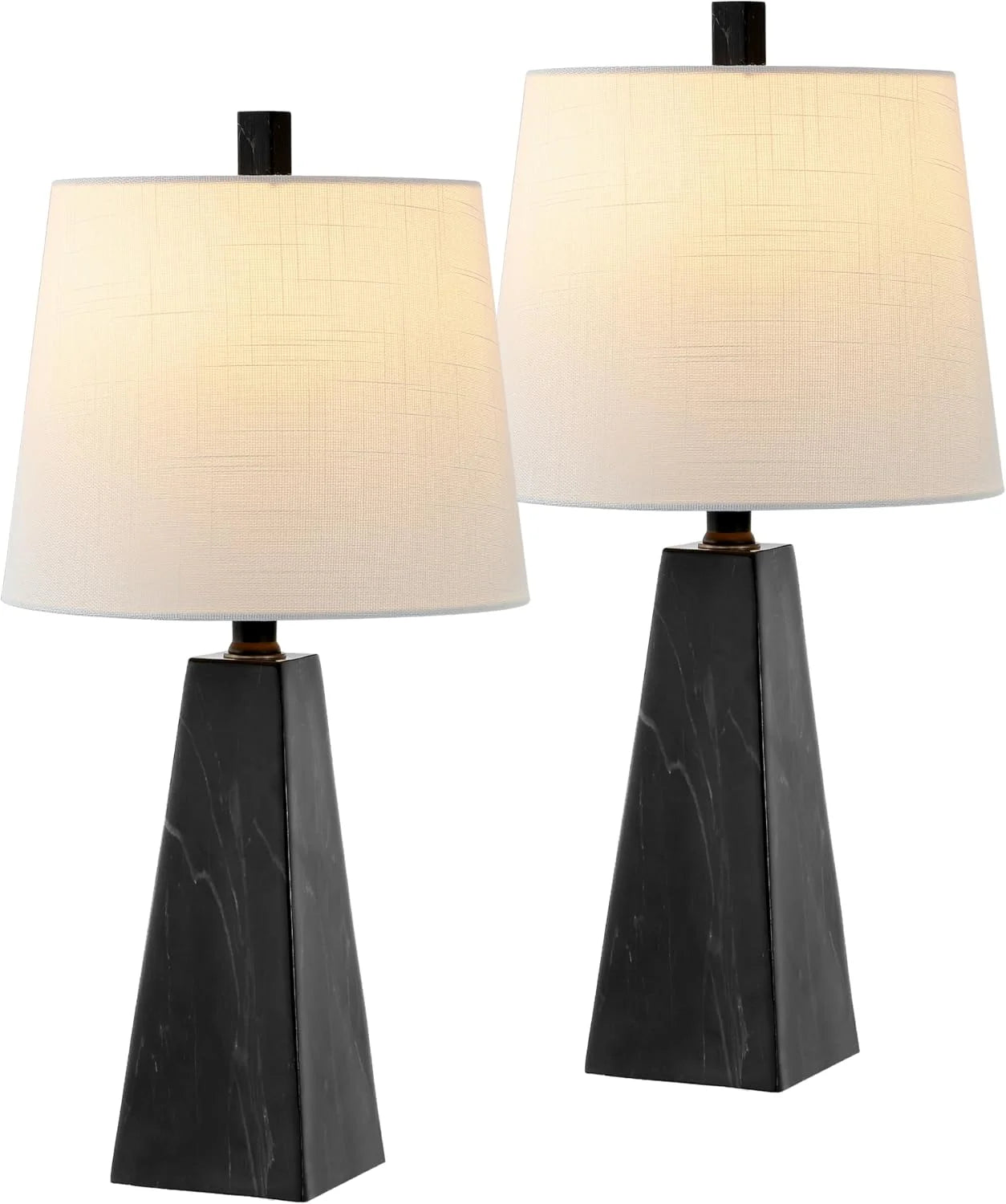 Special JONATHAN Y 20.5 White Marble Finish Modern Resin Table Lamp for Bedroom Living Room, Bulb Included - Image 2