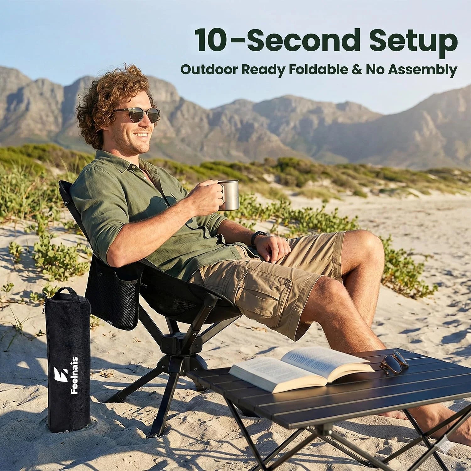 Special Feelnais Portable Camping Chairs Compact, 360° Swivel Folding Chair, Lightweight 3.5lbs, Metal Frame Holds up to 330lbs - Image 3