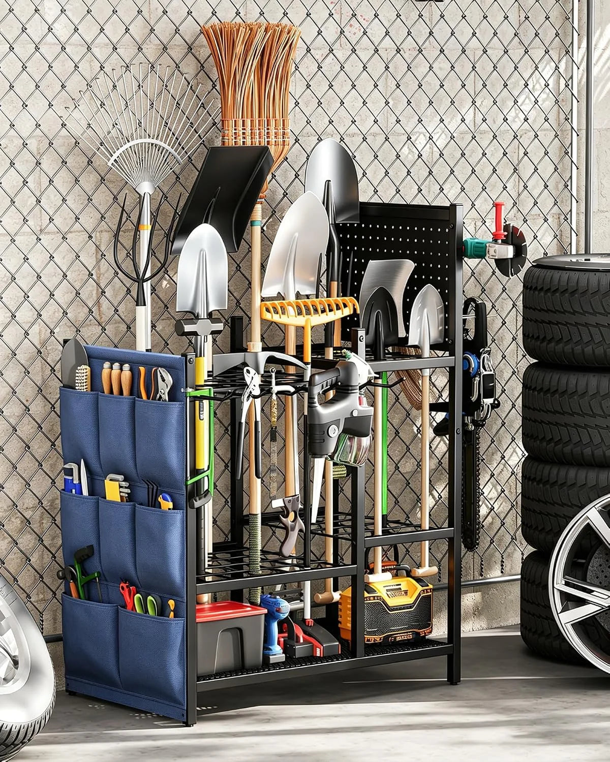Special Garden Tool Organizer with Pegboard, Yard Tool Holder Standing for Garage Organization, Up to 30 ” For Garage Organization - Image 8