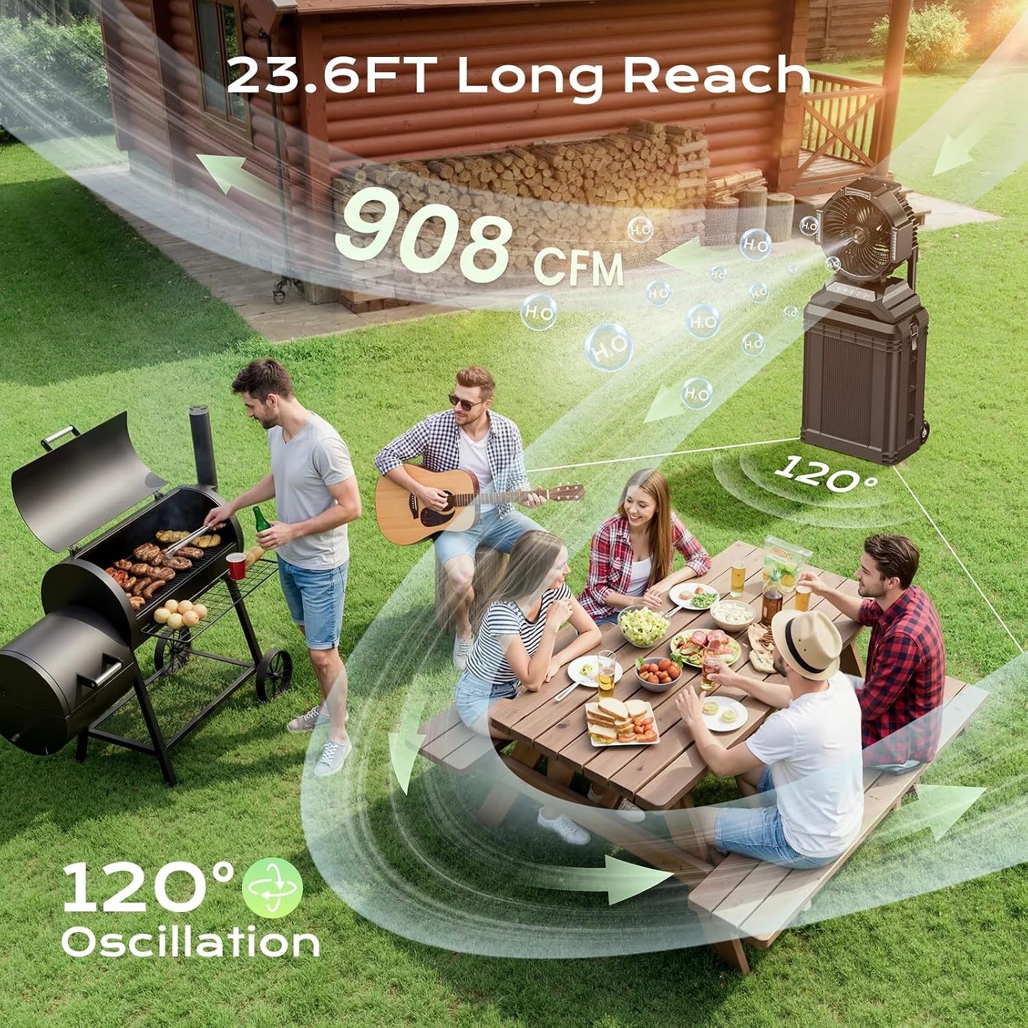 Special 4 Gal Large Misting Bucket Fan Portable, 40000mAh Rechargeable Mister Fan with Retractable Handle - Image 8