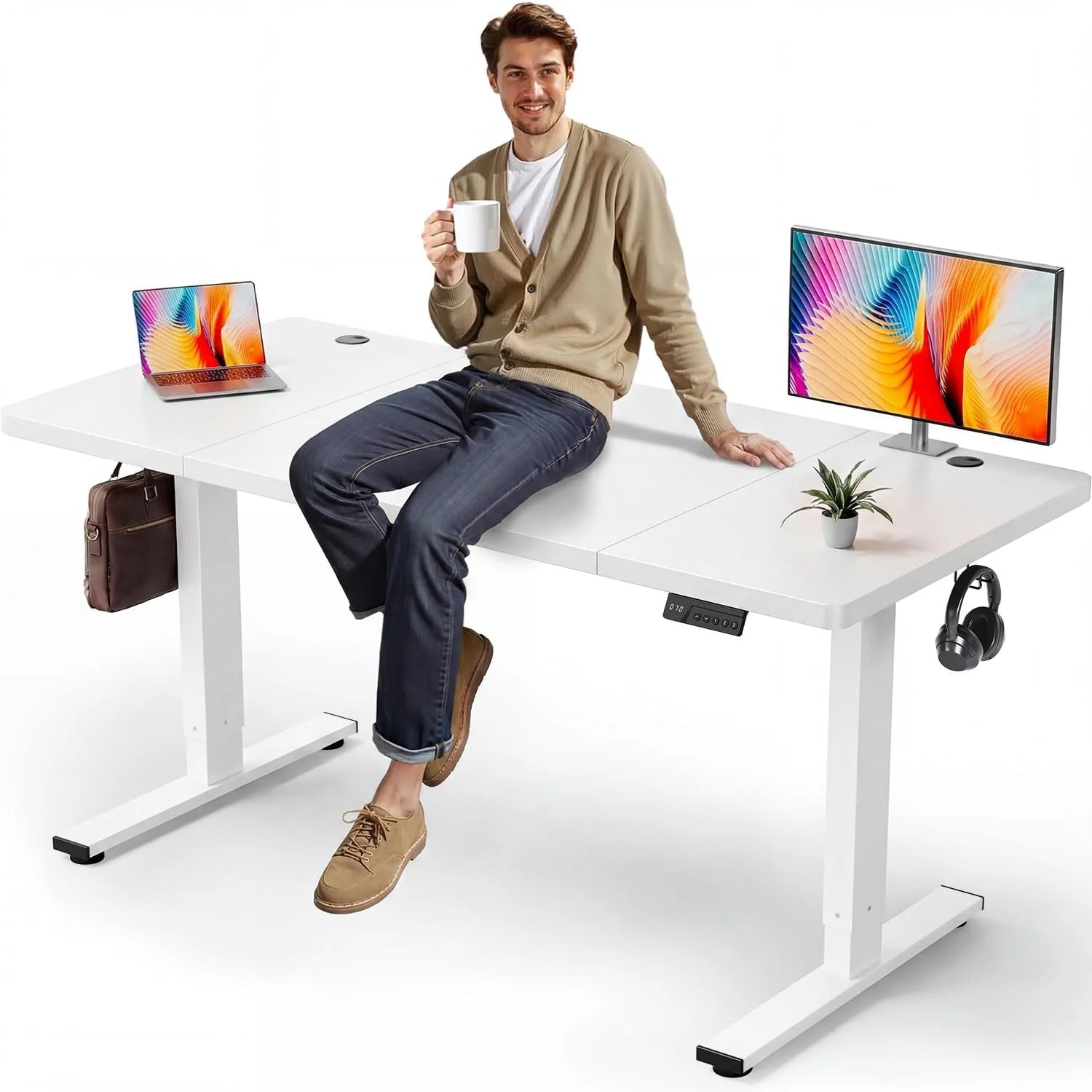 Special Electric Standing Desk Adjustable, 60×28 Inch Sit Stand Desk with 1 Inch Thick Tabletop - Image 5
