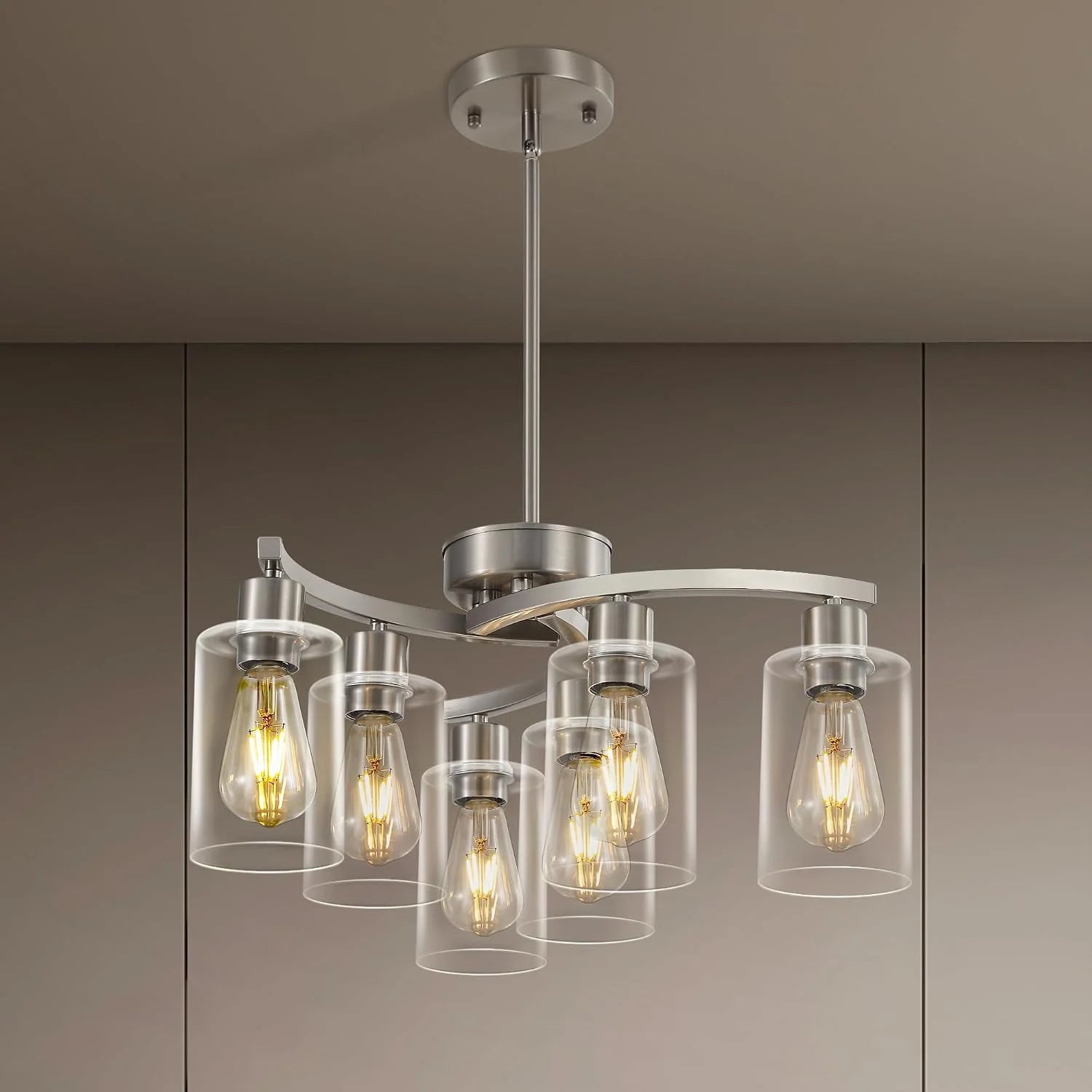 Special 3 Light Brushed Nickel Dining Room Light Fixture - Image 6