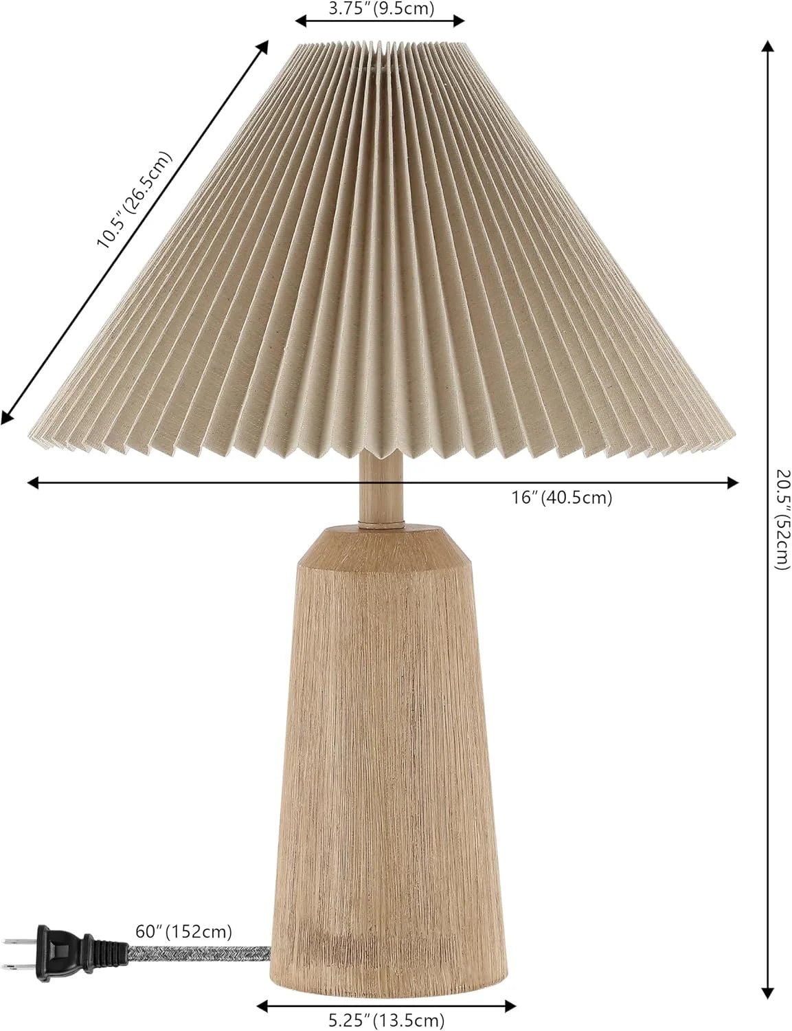 Special Y 20.5 Beige Wood Finish Resin Cylinder Table Lamp Modern Rustic Scandinavian Bedside Lamp for Living Room - Image 4