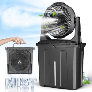 Special 10″ 9L Portable Misting Fan, [Max 55Hrs] Golf Cart Mister Fan for Outside Patios