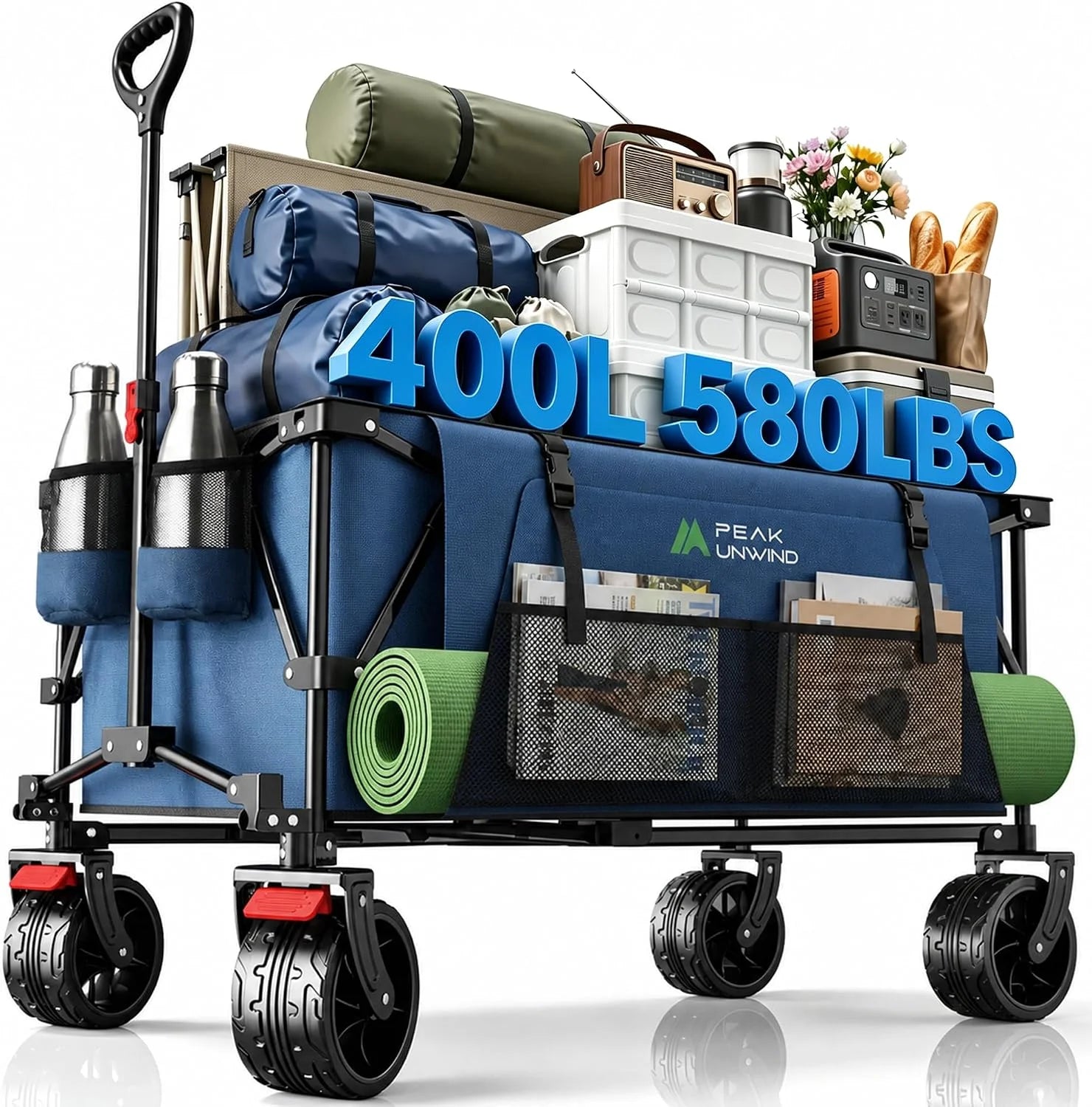 Special Foldable Carts, Collapsible Wagon with Wheels, 450LBS Heavy Duty Beach Wagon Cart - Image 8