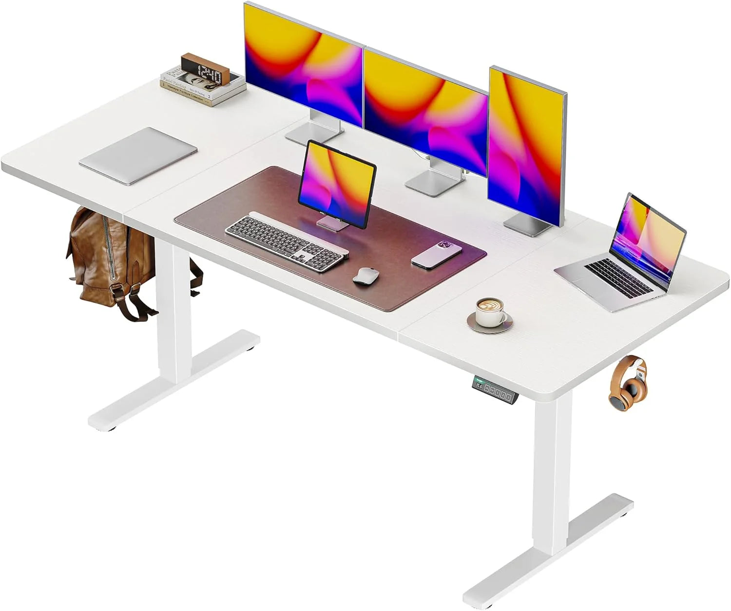 Special 55 x 28 Large Electric Standing Desk, Height Adjustable Computer Desk, 27.6 Deep Desktop - Image 12
