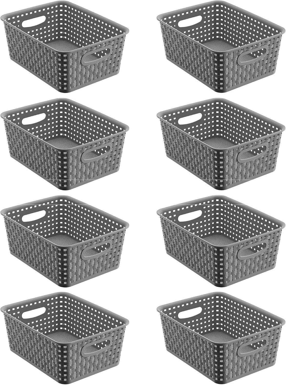 Special Black Storage Baskets, Plastic Woven Organizer Baskets, Stackable Shelf Baskets for Closet, Pantry - Image 3