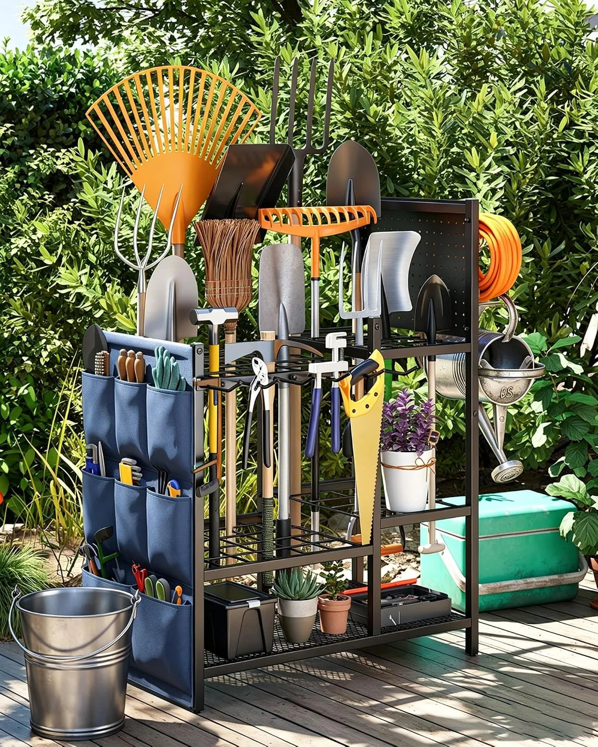 Special Garden Tool Organizer with Pegboard, Yard Tool Holder Standing for Garage Organization, Up to 30 ” For Garage Organization - Image 6
