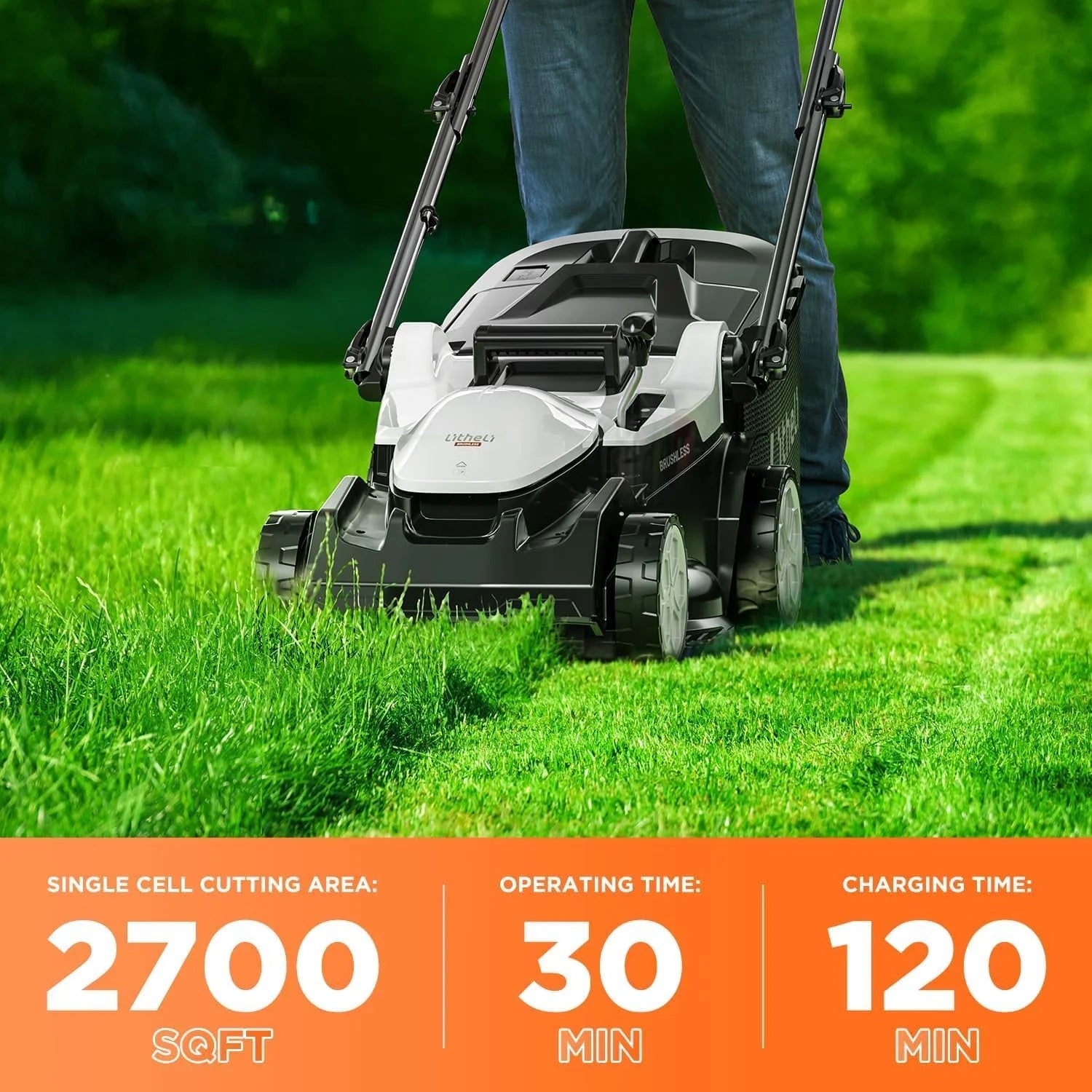 Special 40V (2 x 20V) 16 Electric Lawn Mower Cordless, Brushless Lawnmower with 6-Height Adjust - Image 7